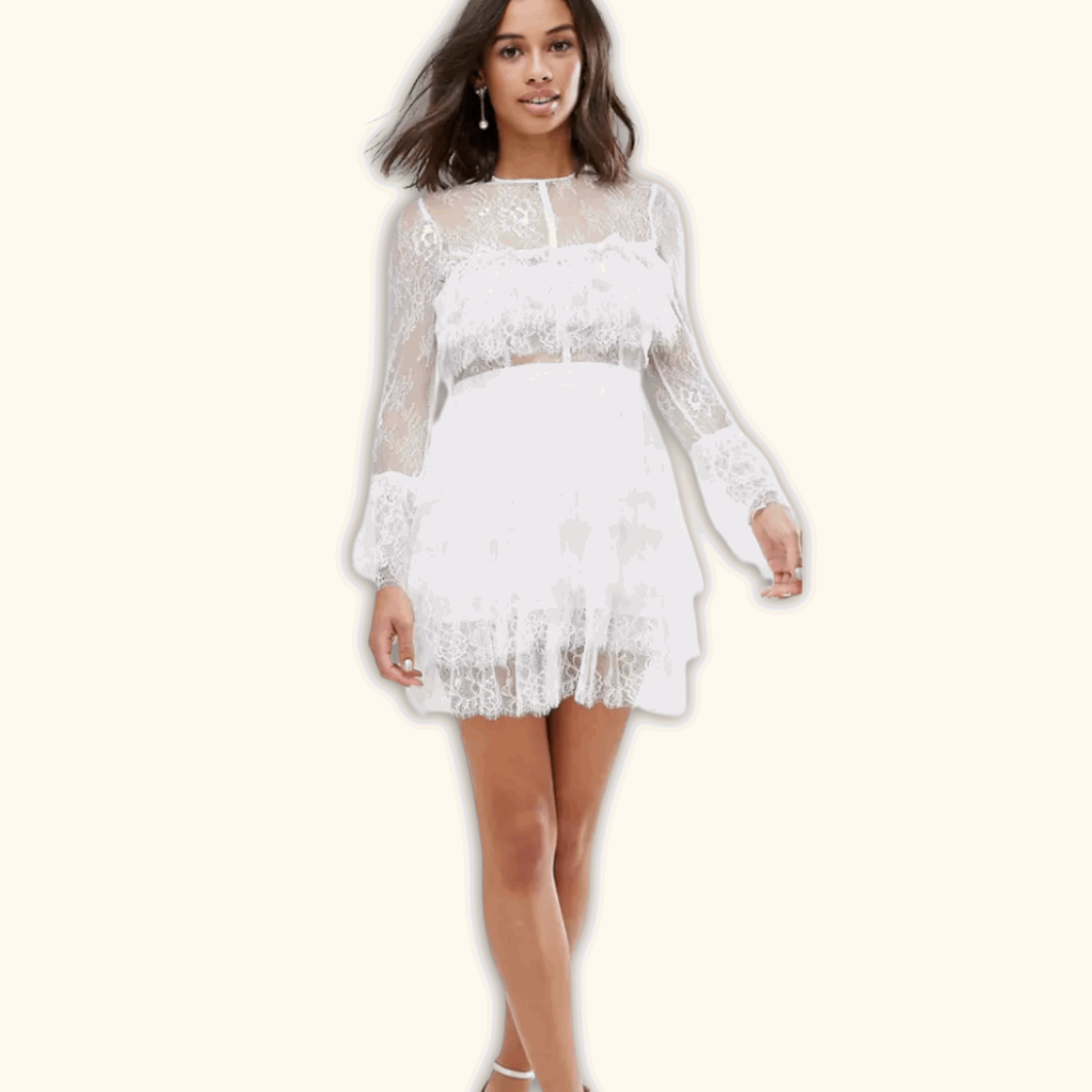 True Decadence White Mini Lace Dress - Size 6 - - Dresses