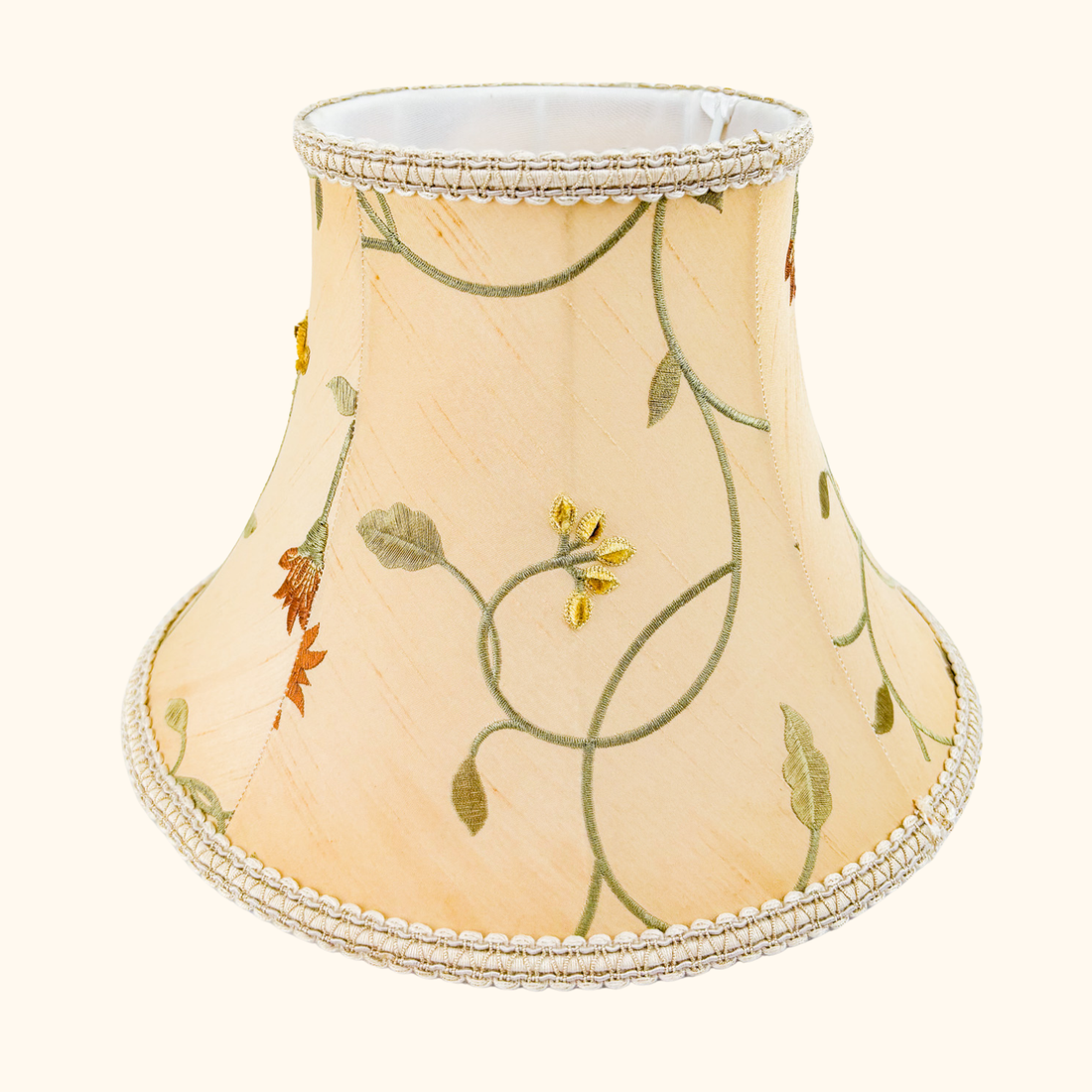 Vintage Floral Silk Embroidered Bell Lampshade Sunshine Thrift