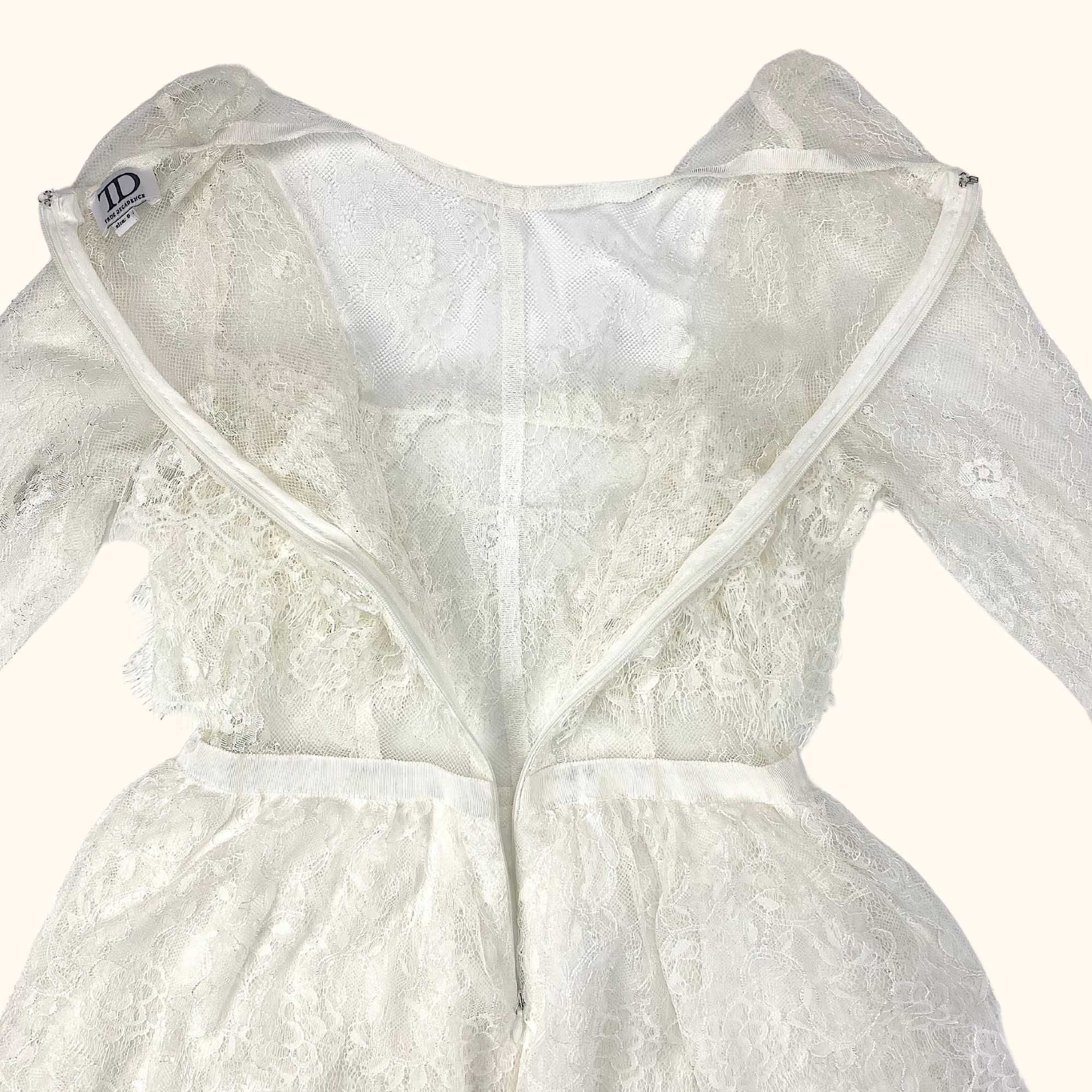 True Decadence White Mini Lace Dress - Size 6 - - Dresses