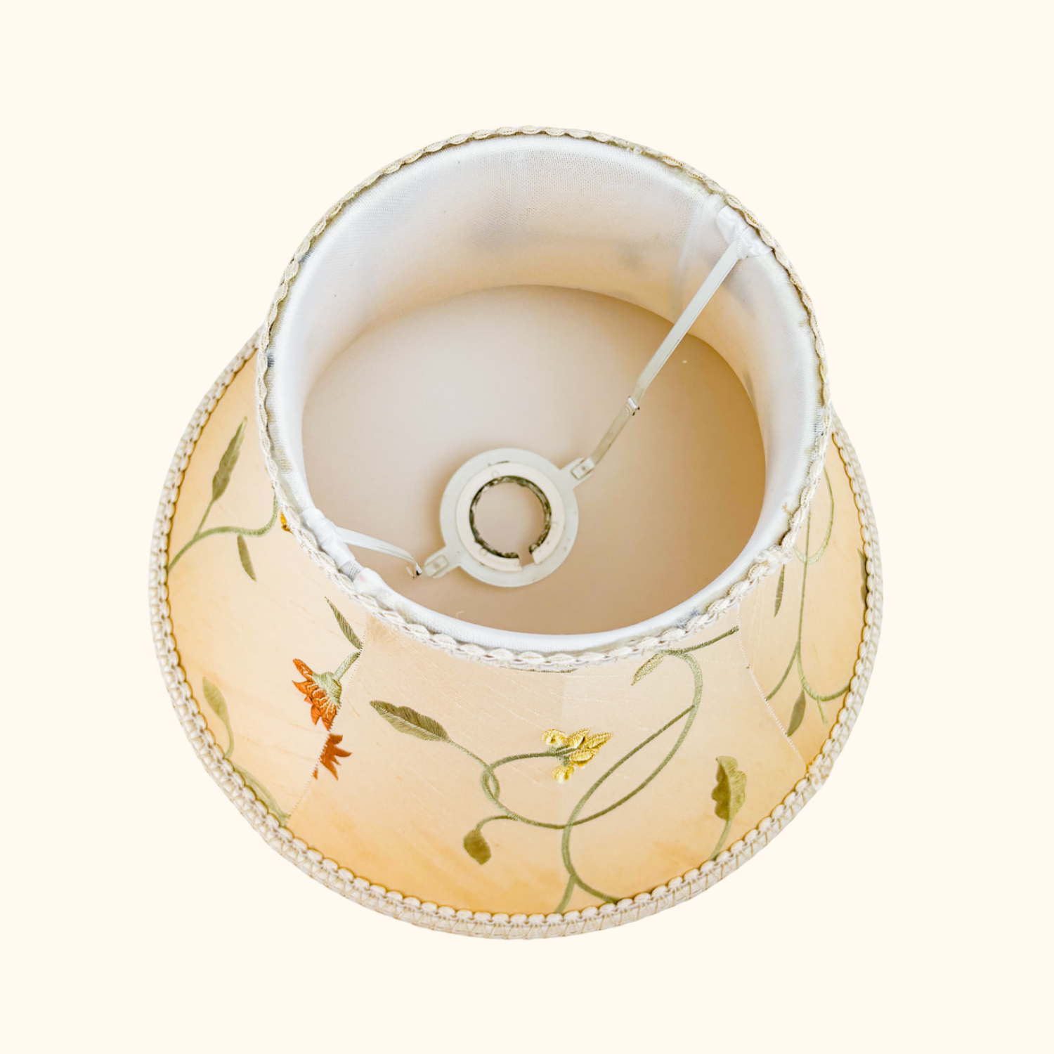Vintage Floral Silk Embroidered Bell Lampshade Sunshine Thrift