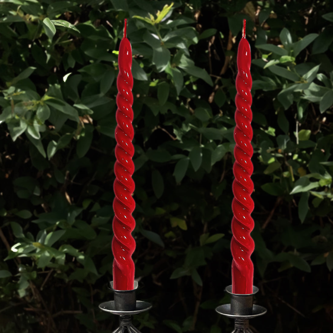 Red Spiral Candle Sticks - Pair of 2 -  - Candles