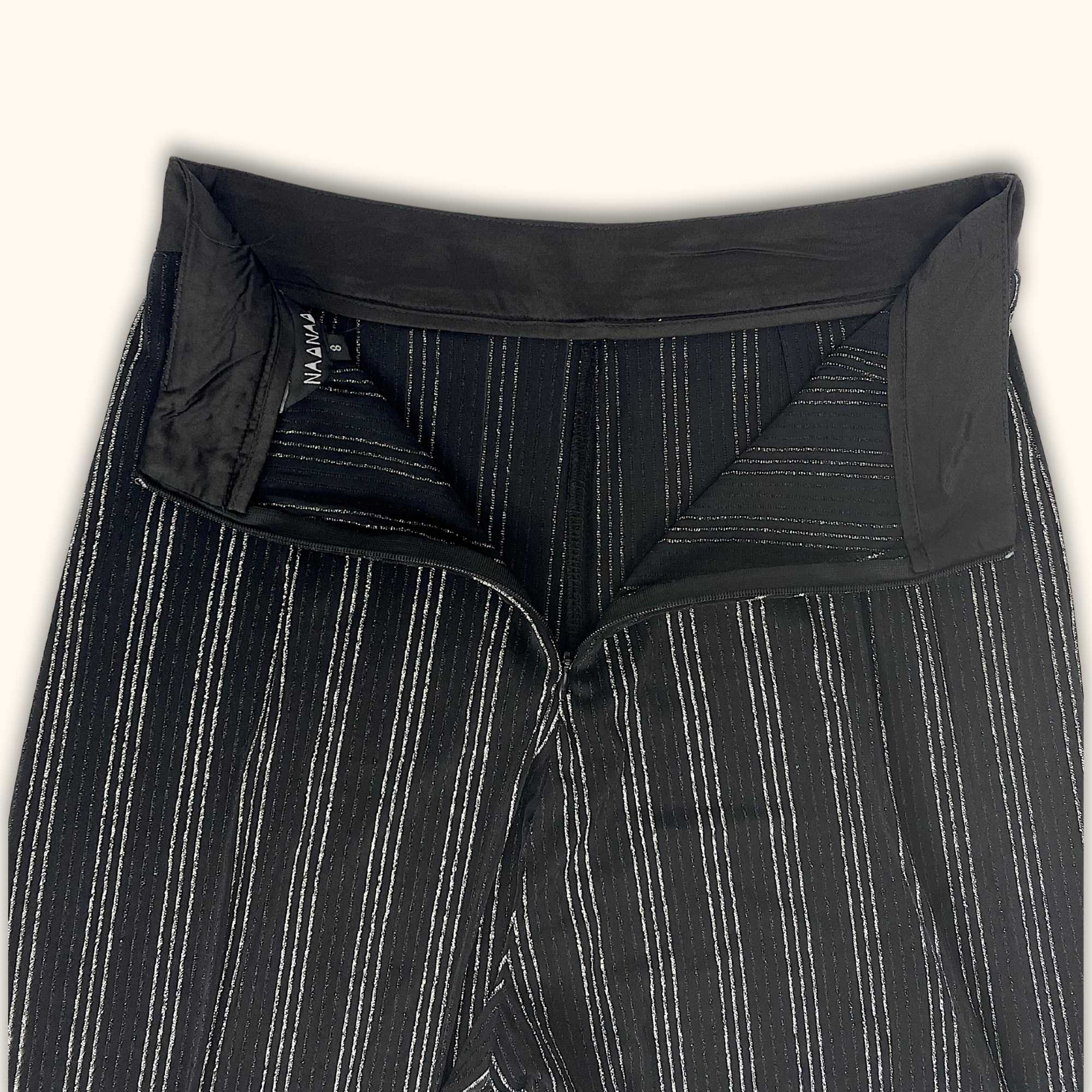 NaaNaa Sparkly Black Flared Wide Leg Trousers - Size 8 -  - Trousers