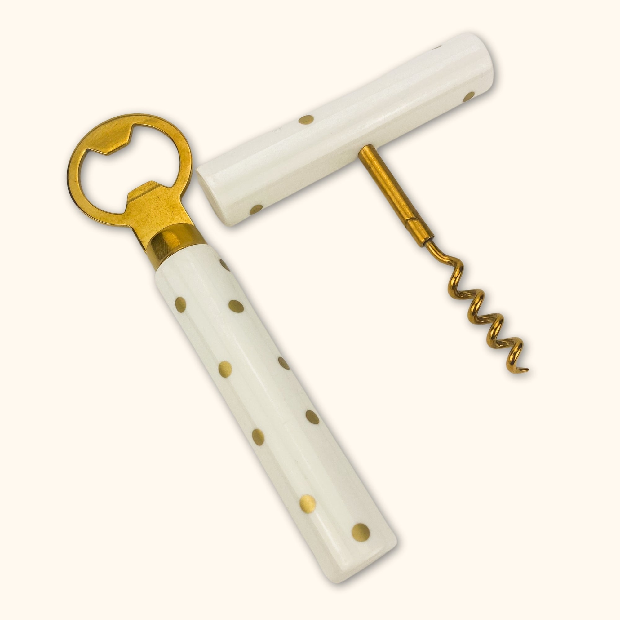 Gold Stainless Steel Cork Screw and Bottle Opener Set - - Kitchenware