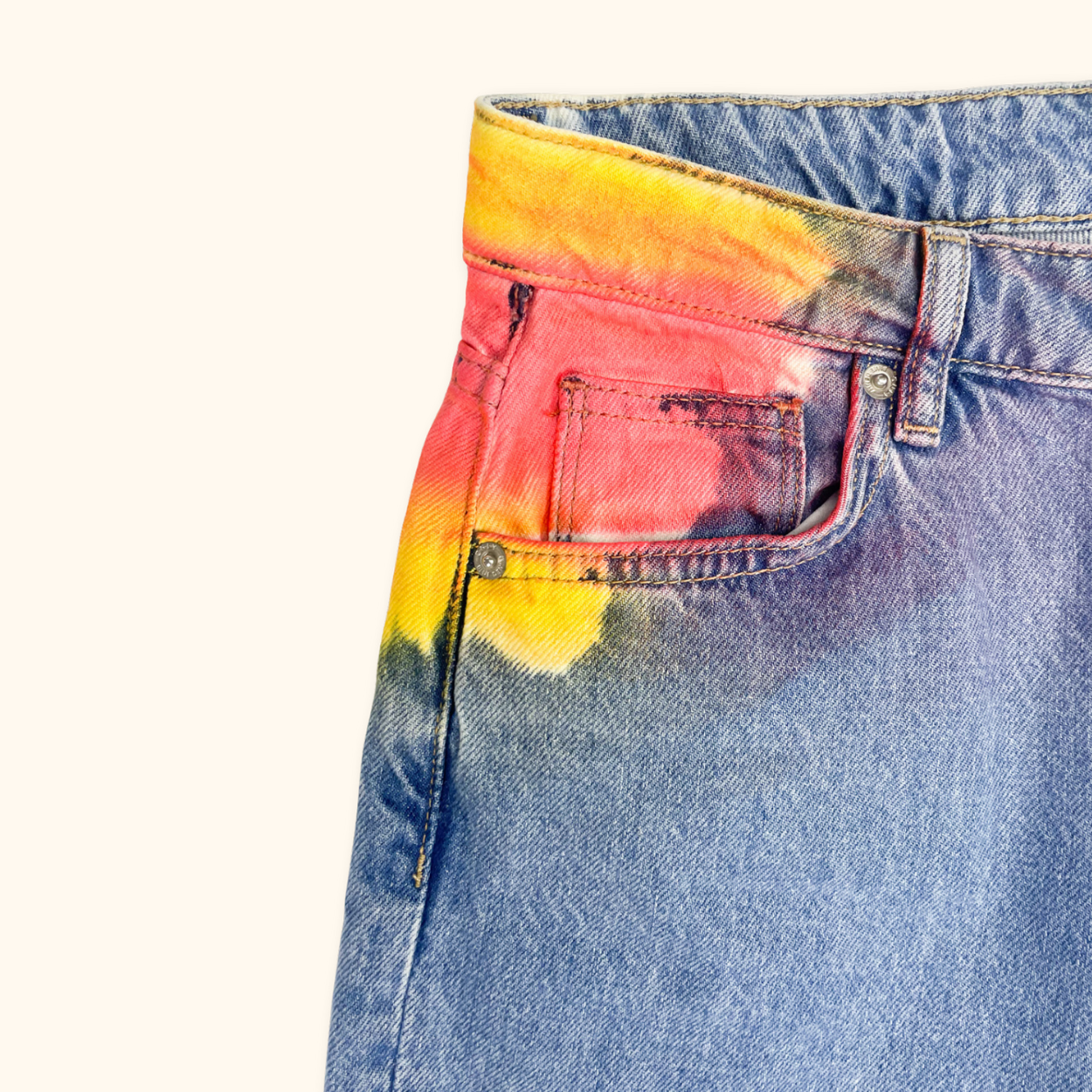 Only High Waist Tie Dye Blue Straight Leg Jeans - Size Small ONLY