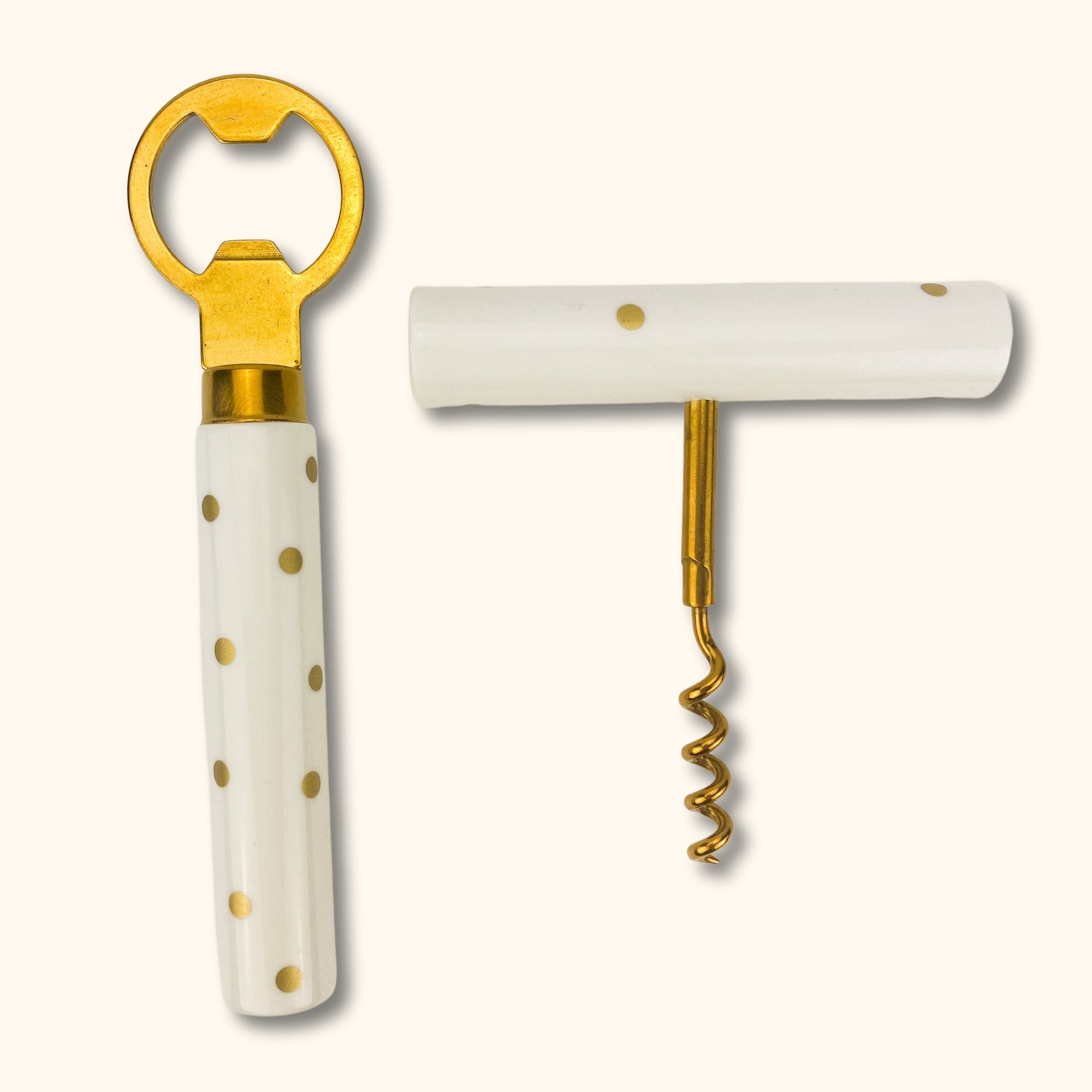 Gold Stainless Steel Cork Screw and Bottle Opener Set - - Kitchenware