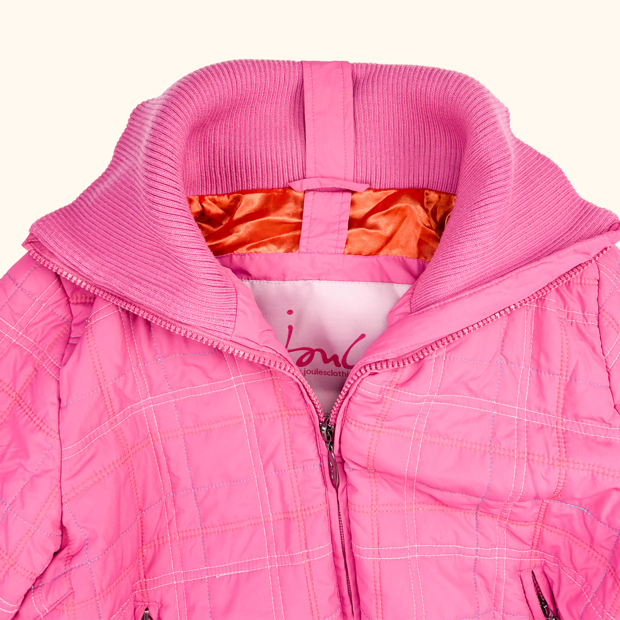 Joules Padded Pink Zip Up Jacket - Size 12 Joules