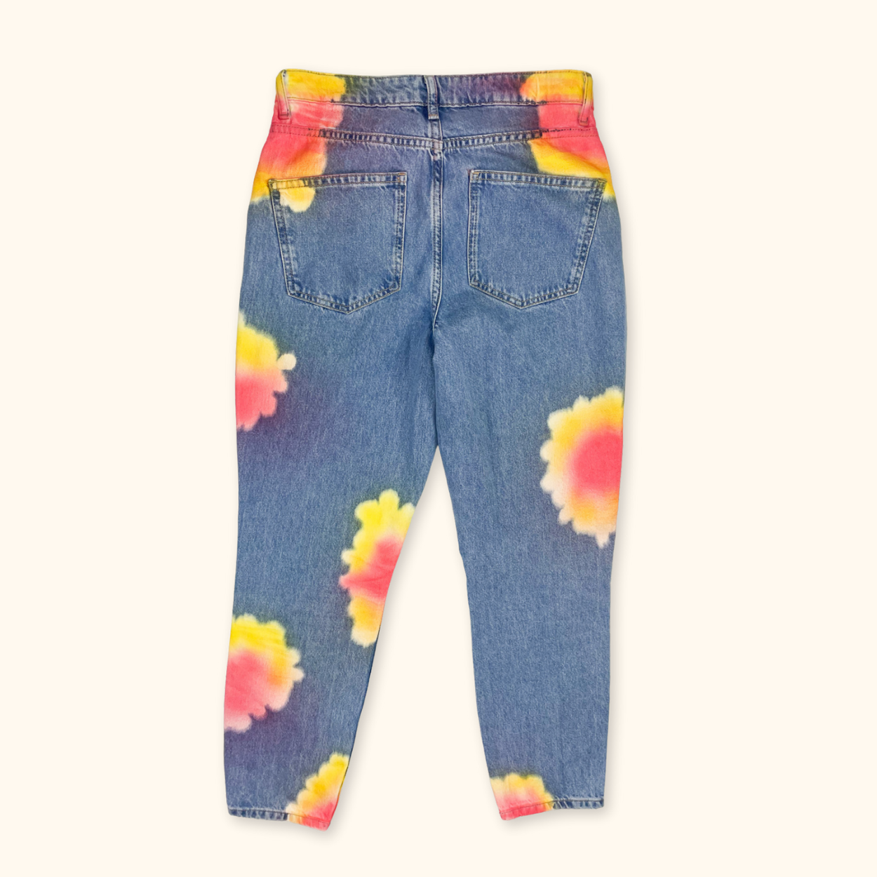 Only High Waist Tie Dye Blue Straight Leg Jeans - Size Small ONLY