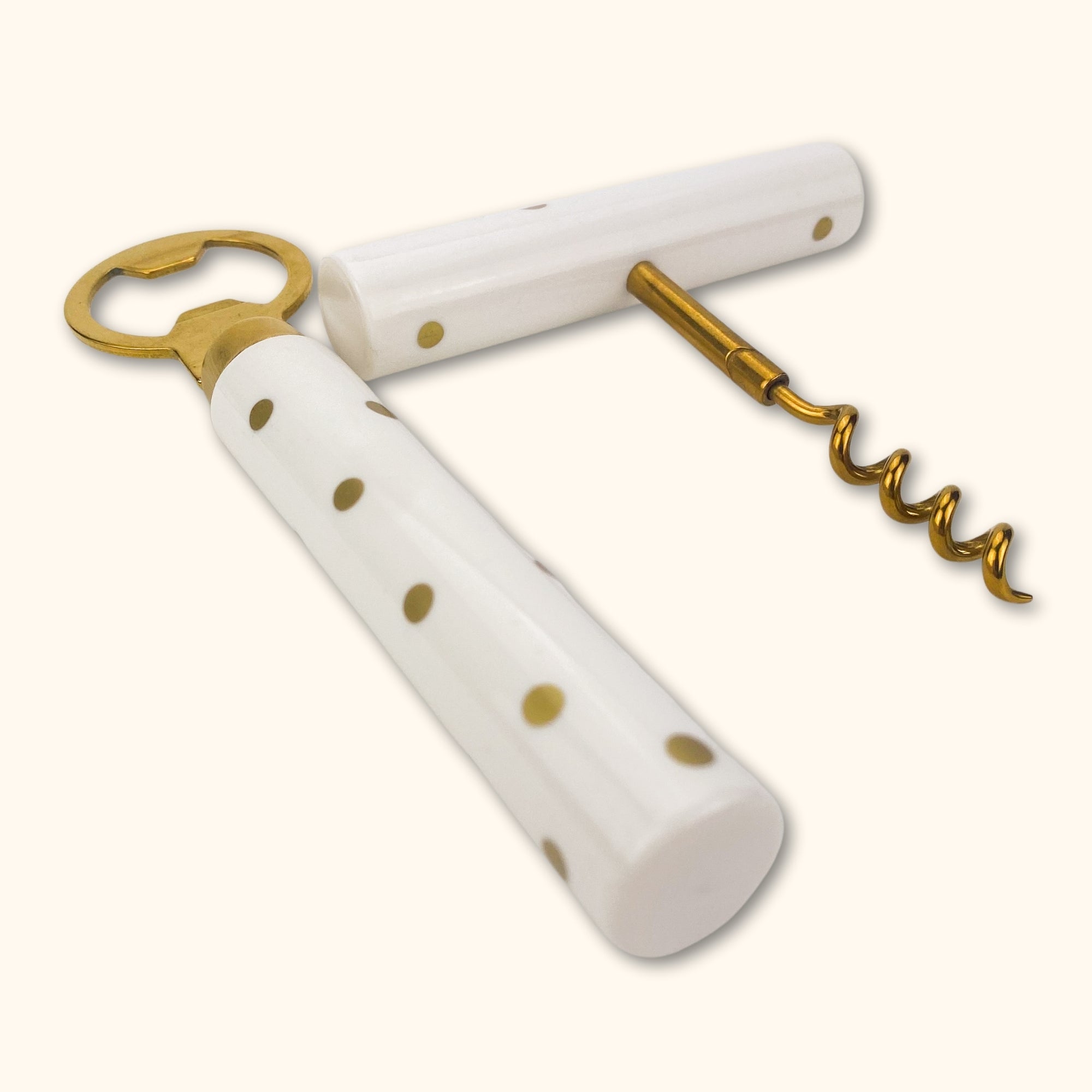 Gold Stainless Steel Cork Screw and Bottle Opener Set - - Kitchenware