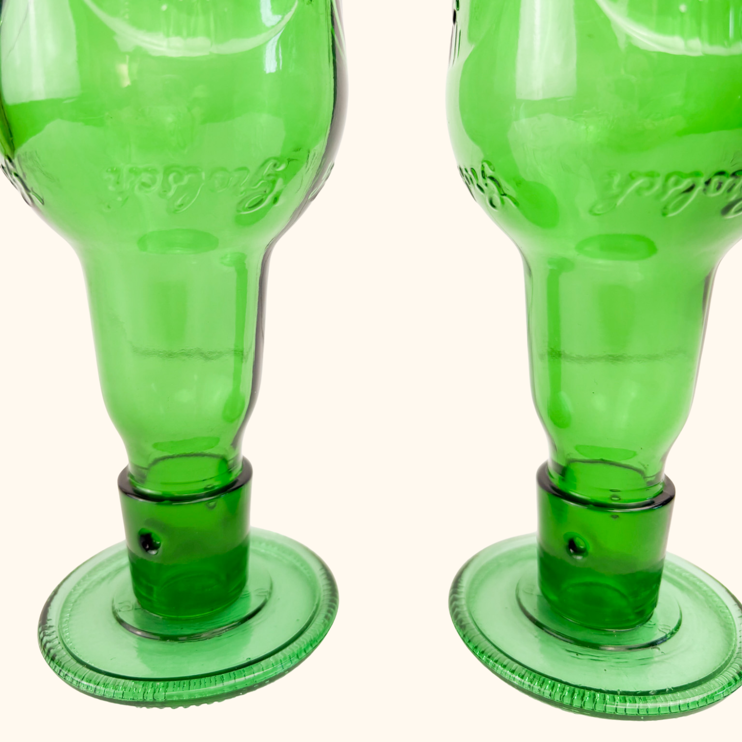 Grolsch Glass Green Bottle Wine Glasses - Set of 2 - - Glassware