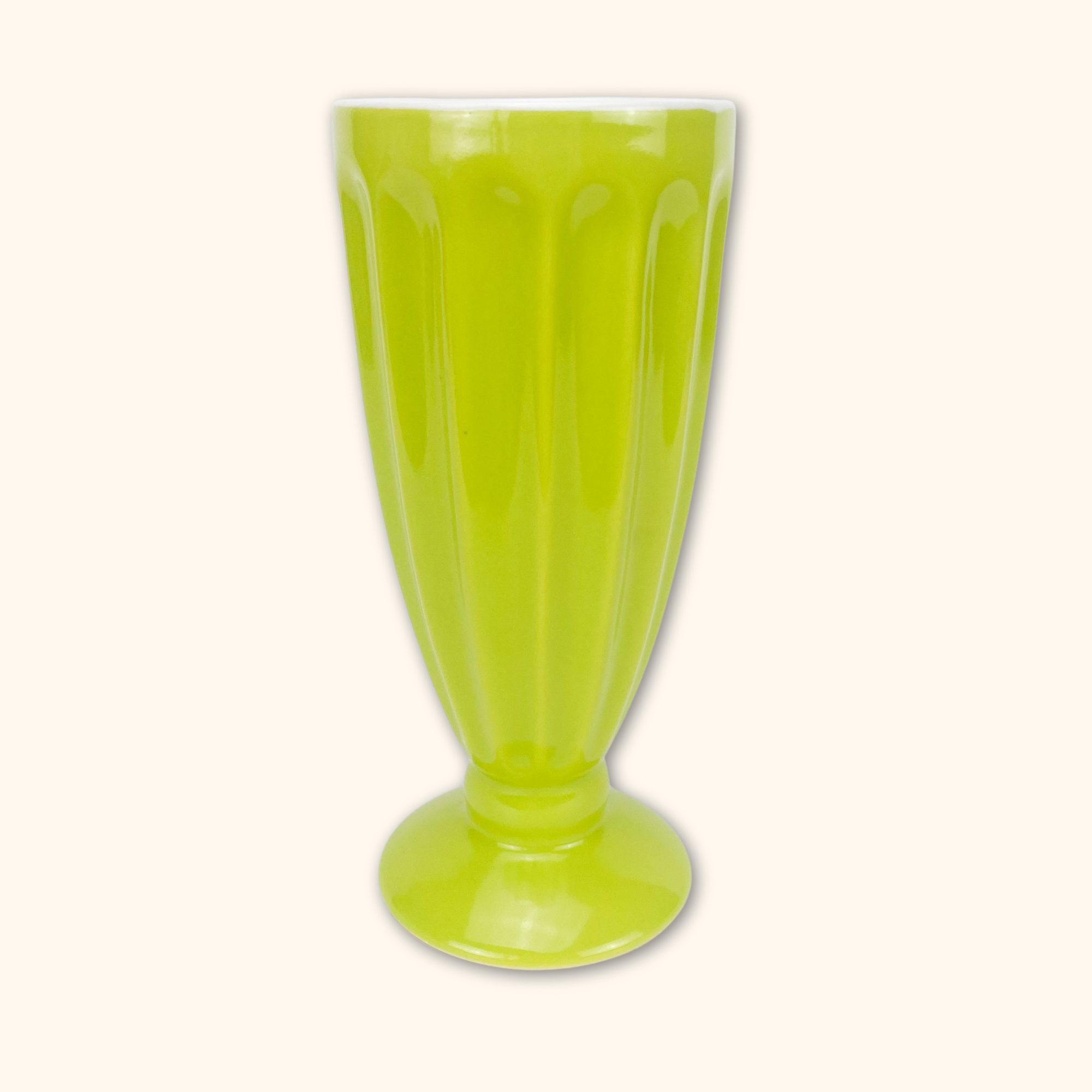 Lime Green Retro Milkshake Glass - - Vases