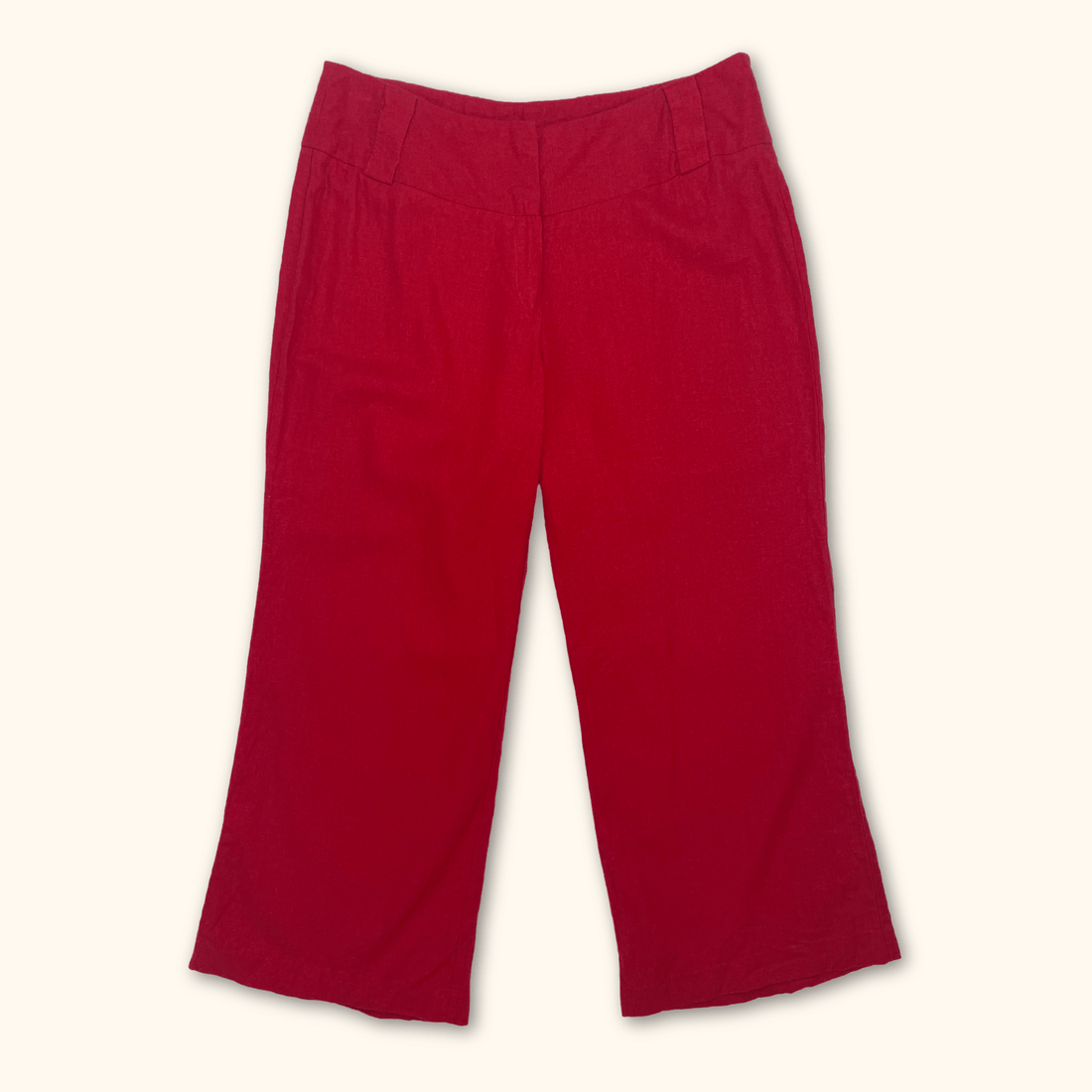 New Look Red Linen Blend Culottes - Size 12 New Look