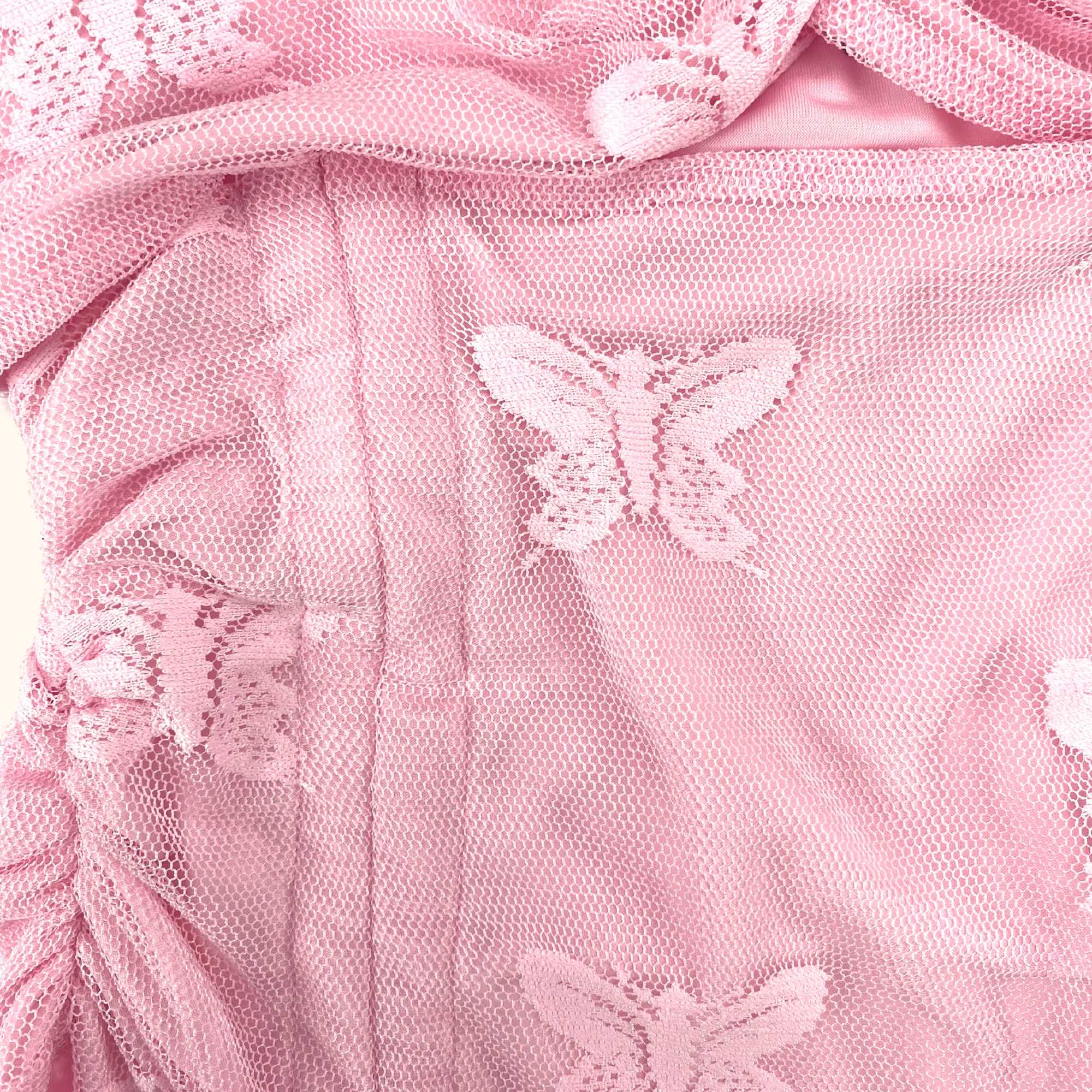 ASYOU Butterfly Mesh Cami Crop Top Light Pink - Size 10 - - Tops