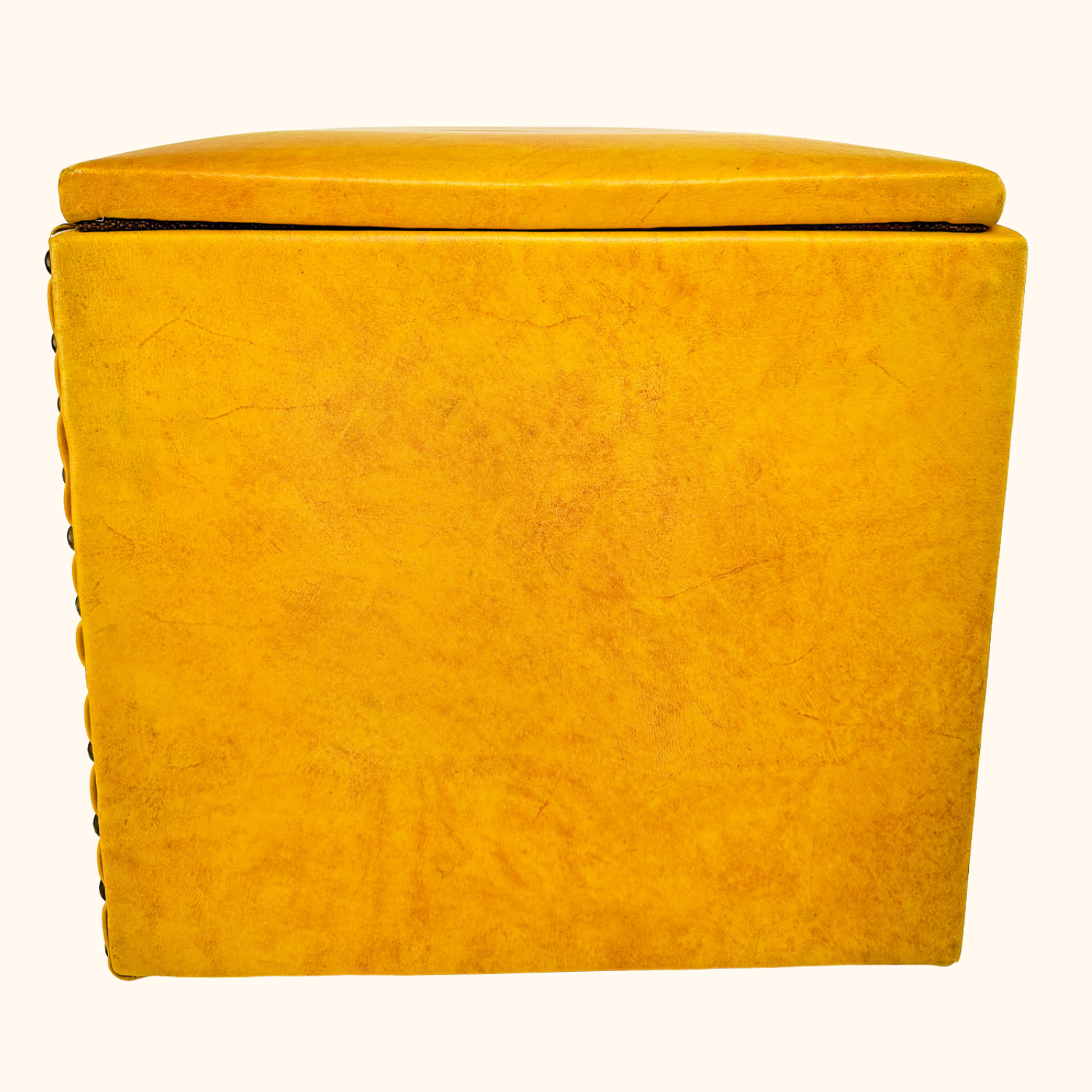 Mid Century Mustard Yellow Cube Footstool Ottoman Sunshine Thrift