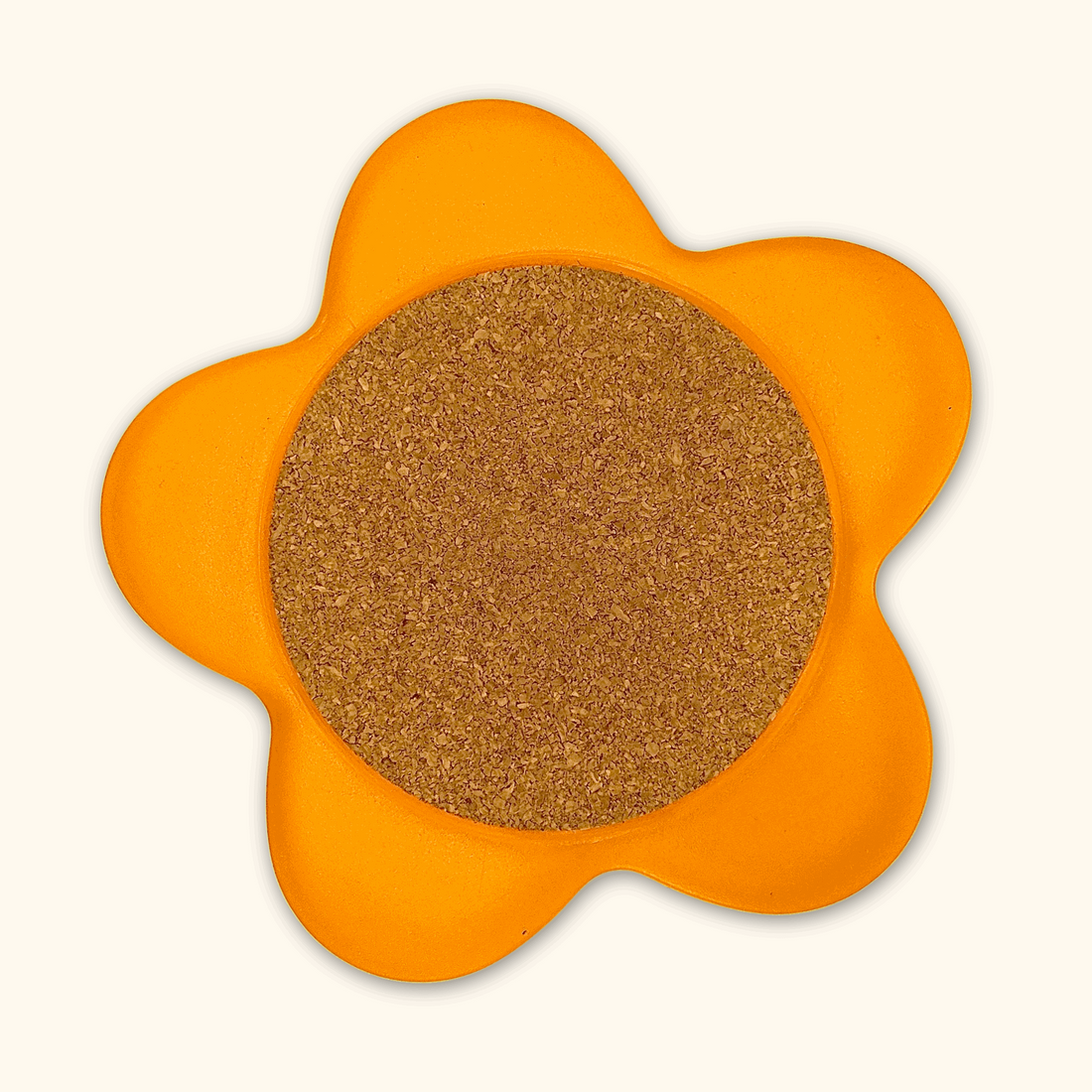 Cork Orange Flower Shaped Coaster with Plastic Petals - - Kitchenware