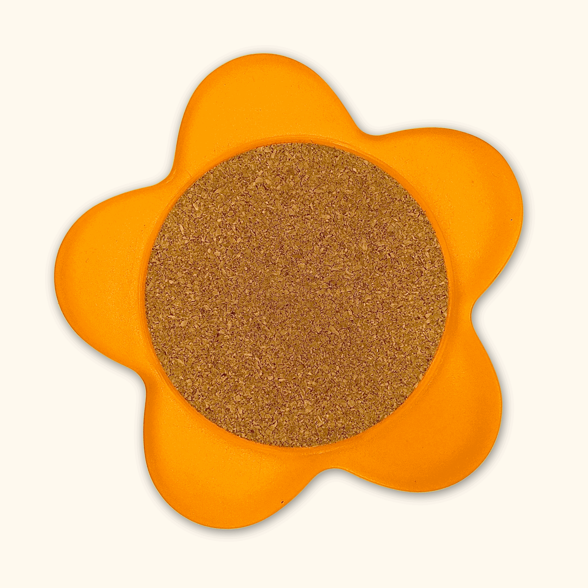 Cork Orange Flower Shaped Coaster with Plastic Petals - - Kitchenware
