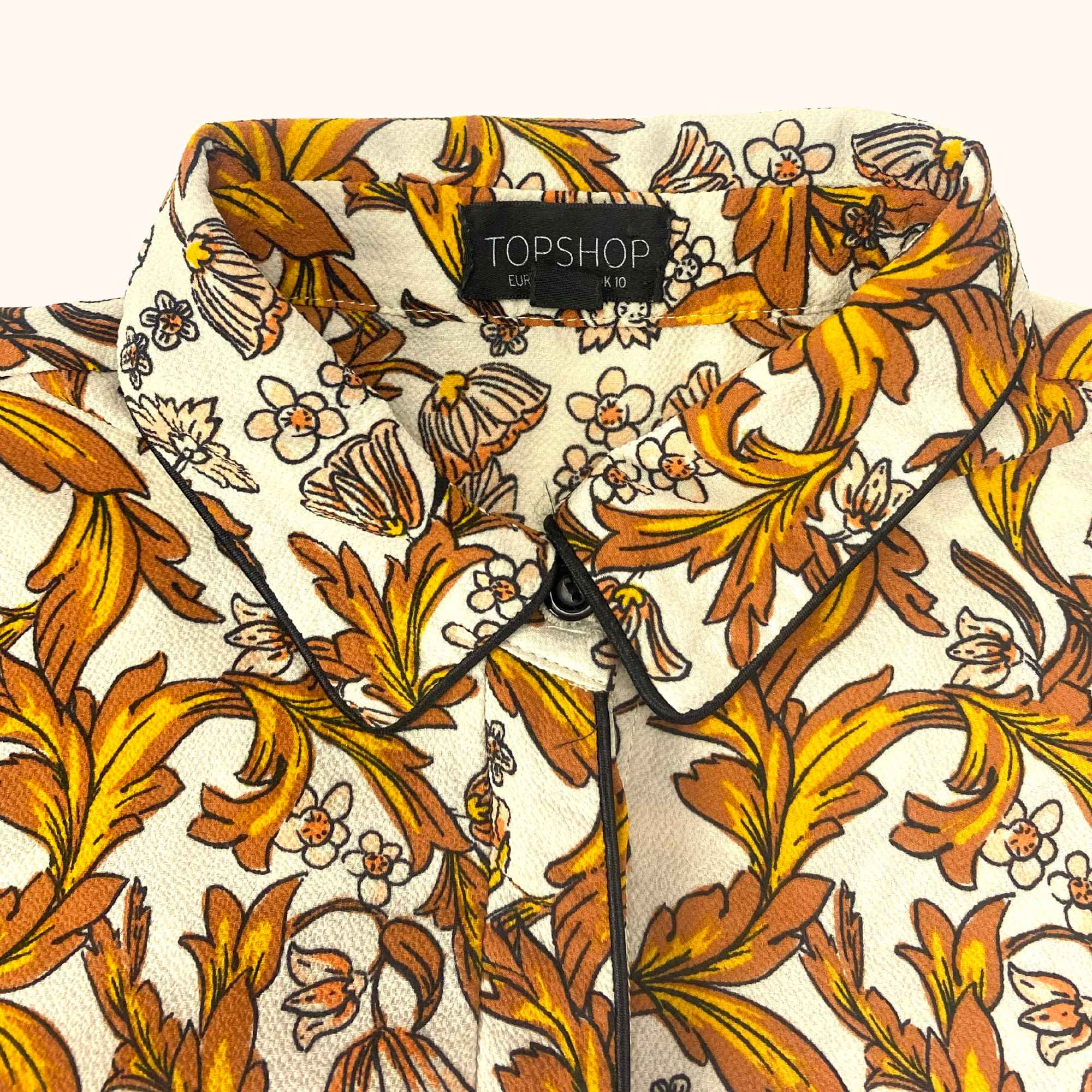 Topshop Oriental Orange Button Up Shirt - Size 10 - - Shirts