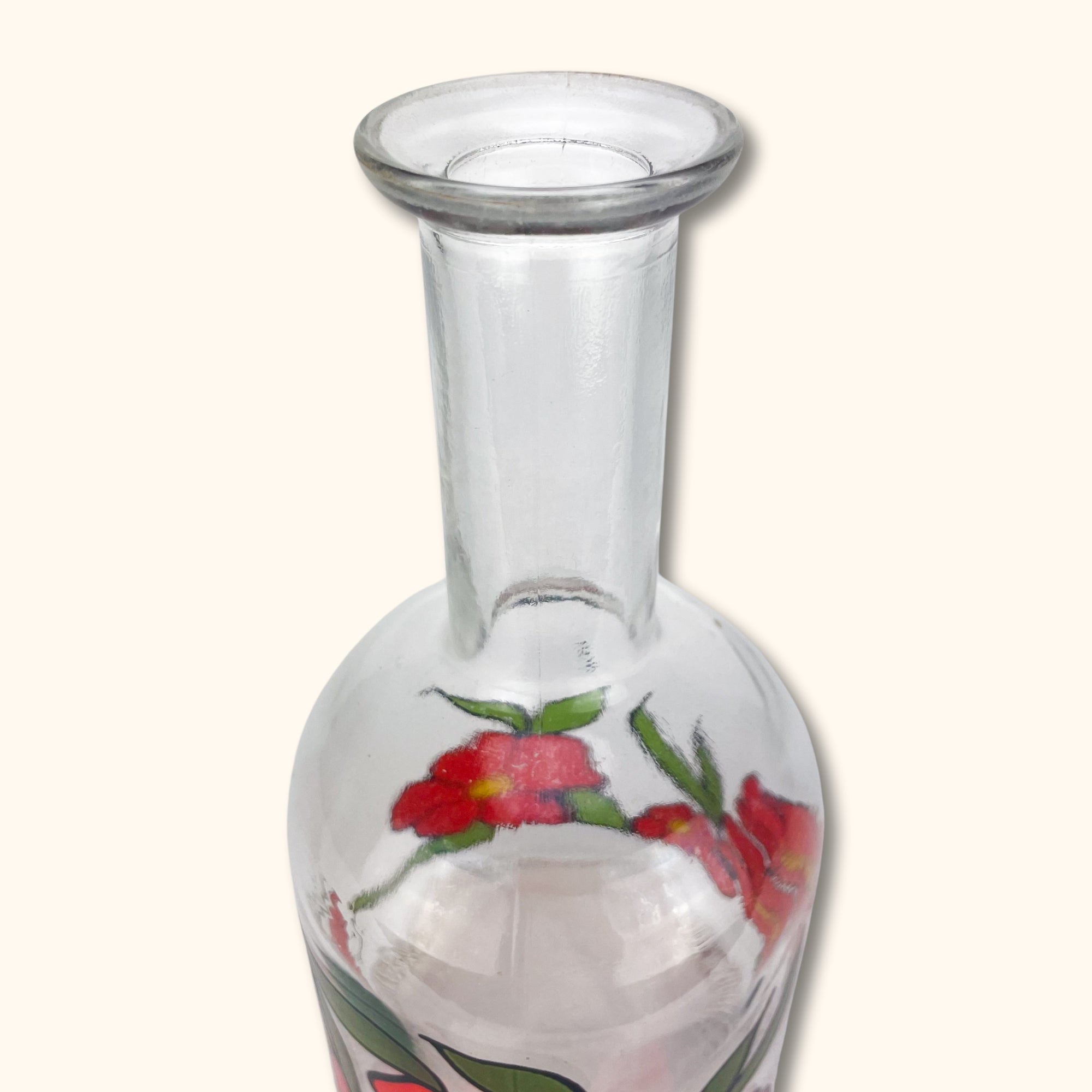 Red Flower Bottle Glass Vase -  - Vases