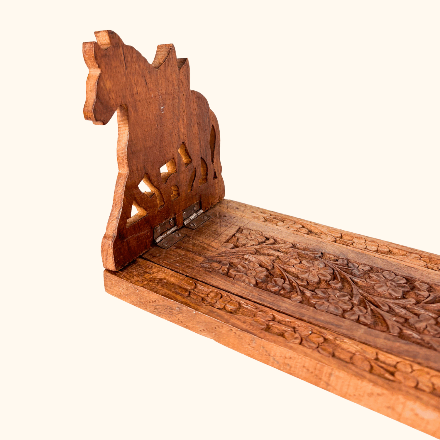 Vintage Hand Carved Horse Book Slide - - Decoration