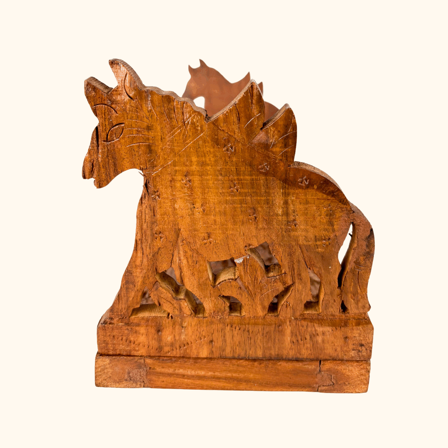 Vintage Hand Carved Horse Book Slide - - Decoration