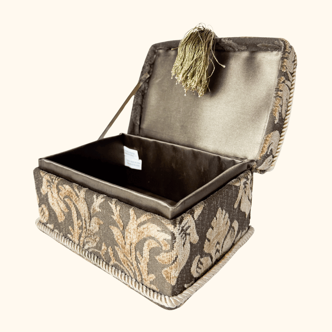 Chenille Fabric Damask Jewellery Box Sunshine Thrift