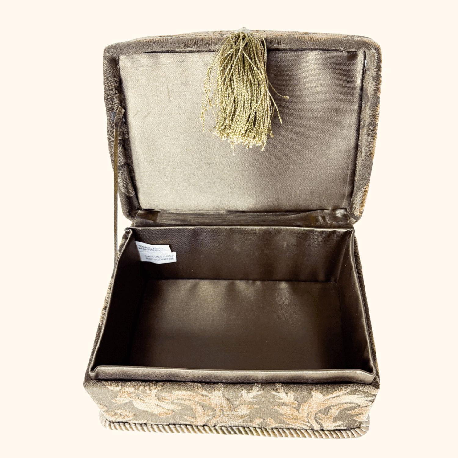 Chenille Fabric Damask Jewellery Box Sunshine Thrift