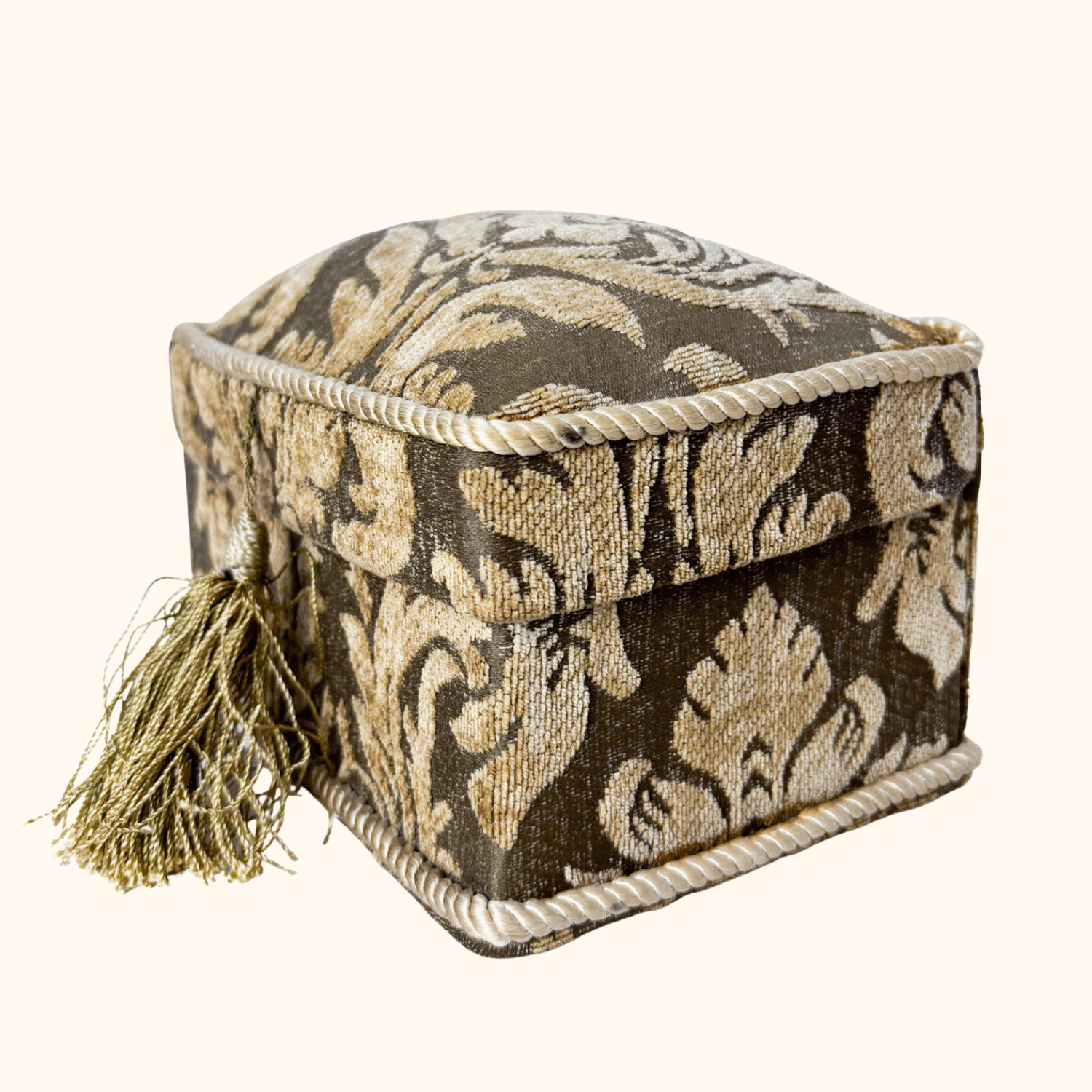 Chenille Fabric Damask Jewellery Box Sunshine Thrift