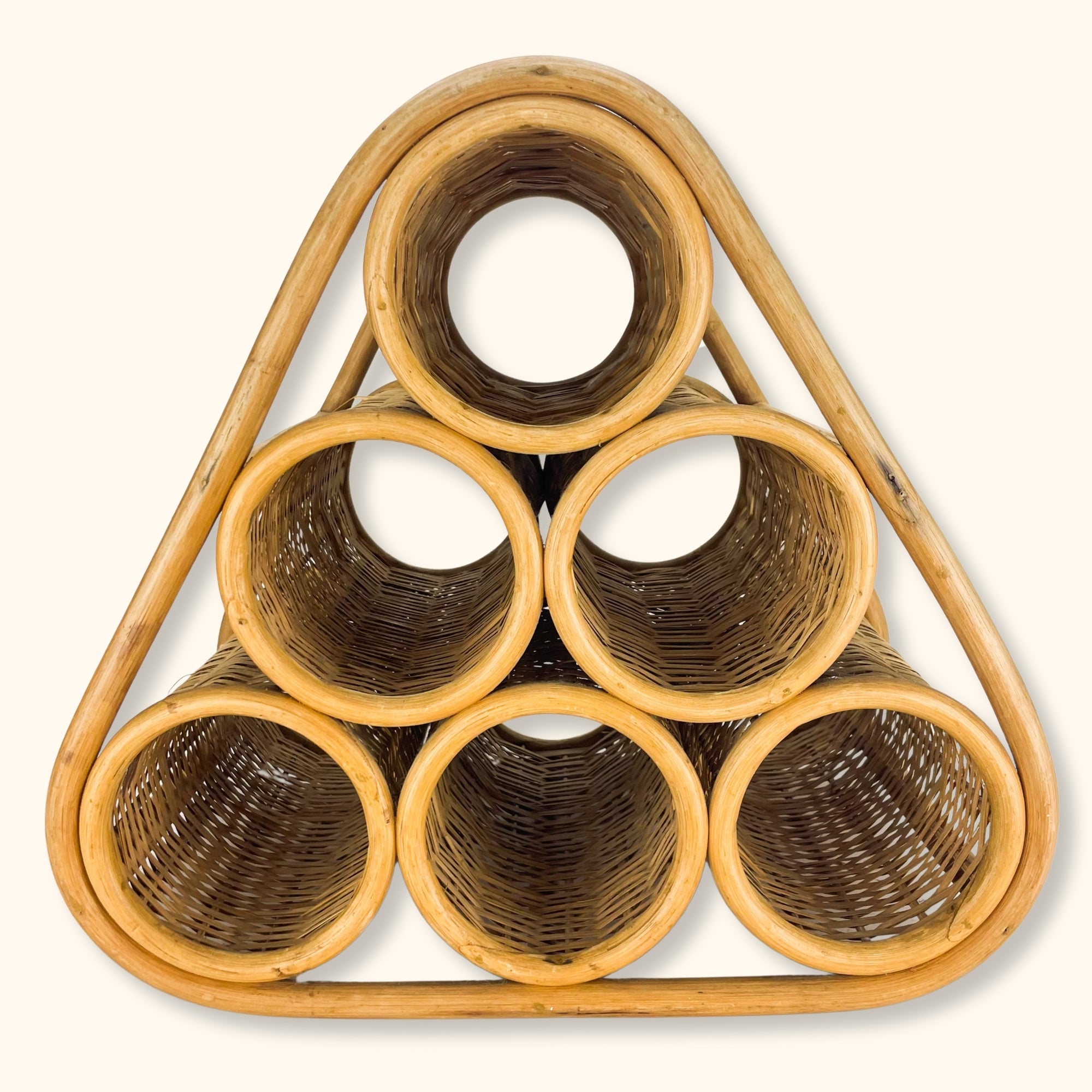 Vintage Bamboo Wicker 6-Bottle Wine Rack -  - Kitchenware