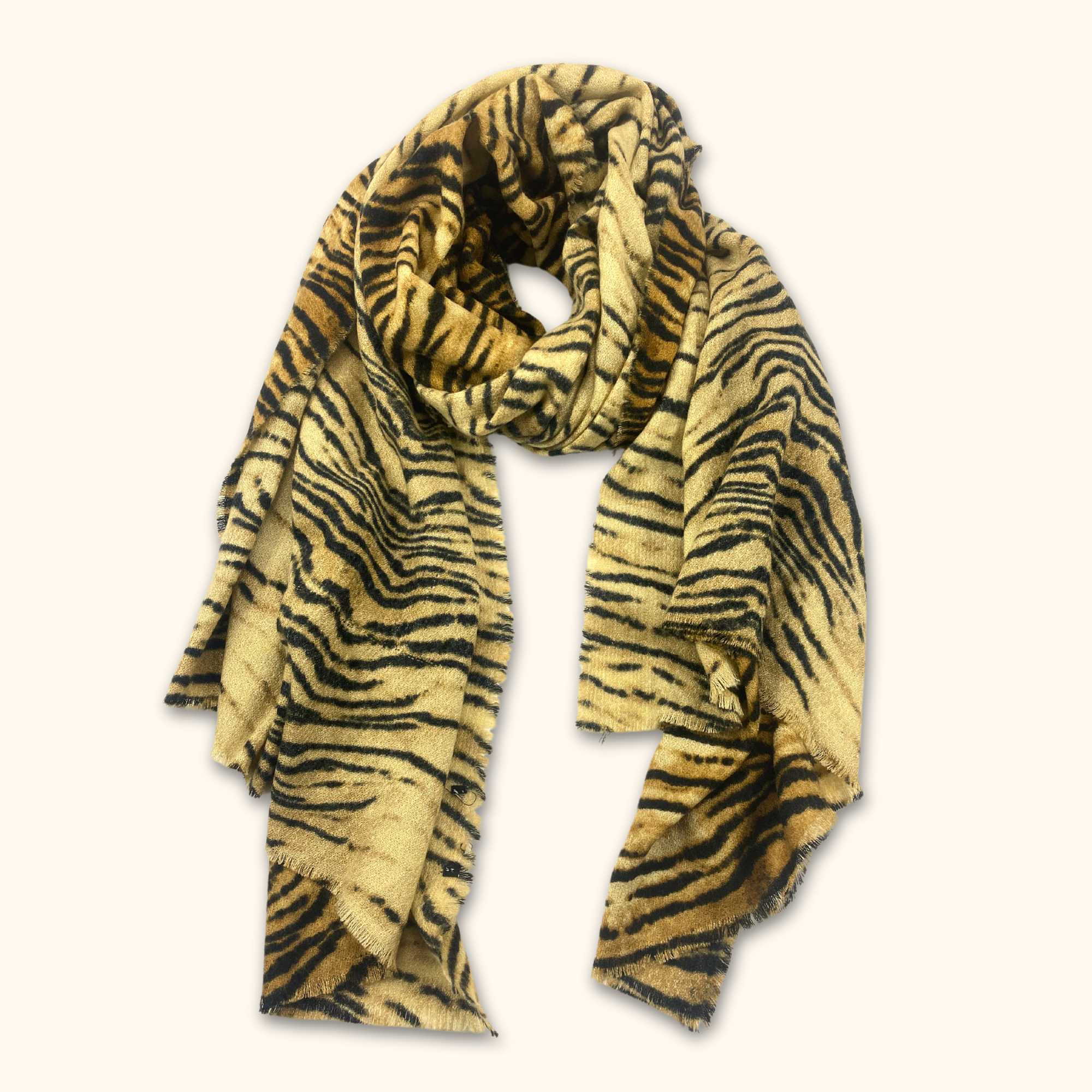 Jayley Animal Print Cashmere Wrap Scarf - - Hats & Scarves
