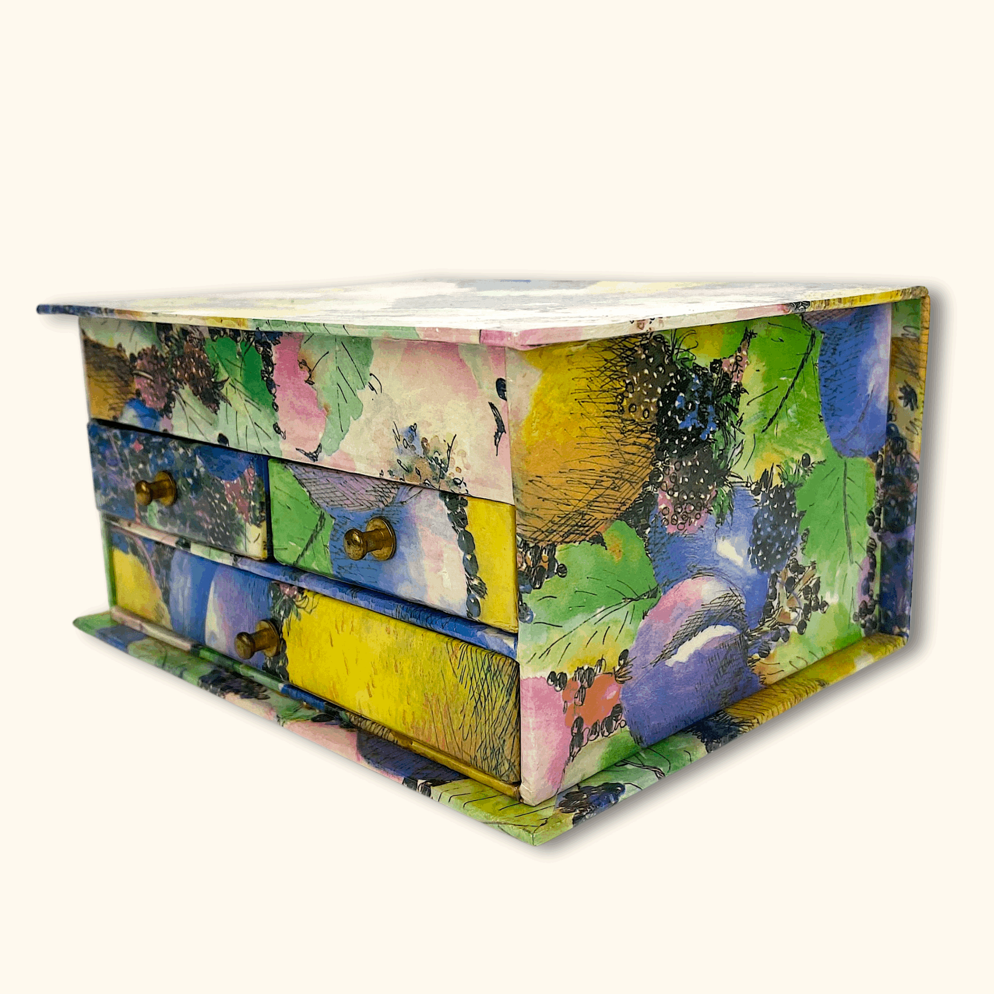 Colourful Paper Jewellery Box with Drawers and Mirror - - Decoration