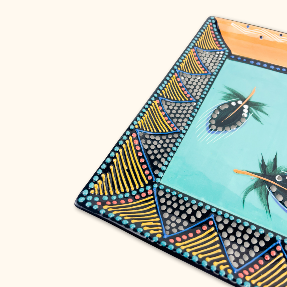 South African Ceramic Colourful Serving Plate - - Kitchenware