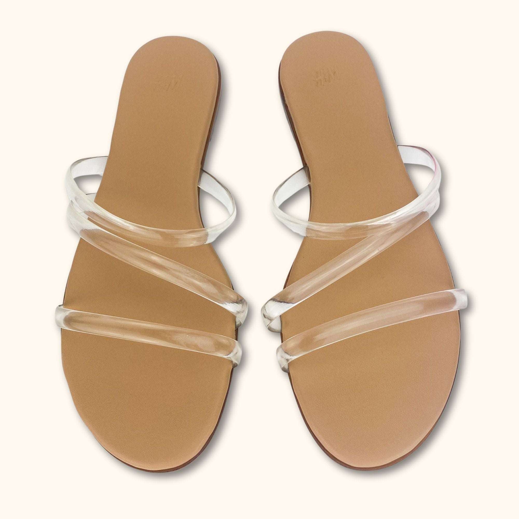 H&M Beige Slides with Transparent Straps - Size 5 - - Flats