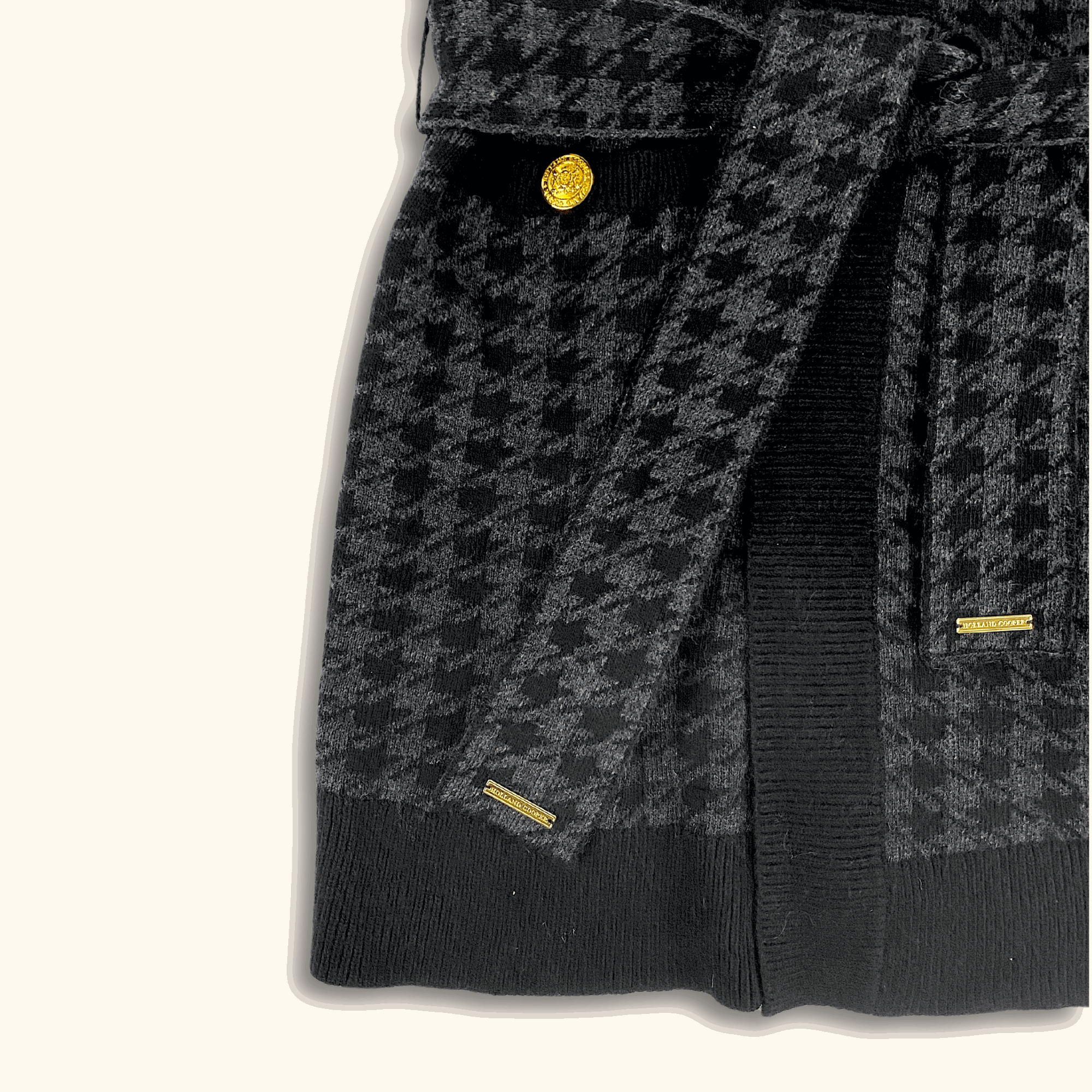 Holland Cooper Houndstooth Grey Cardigan with Belt - Size Medium - - Cardigans