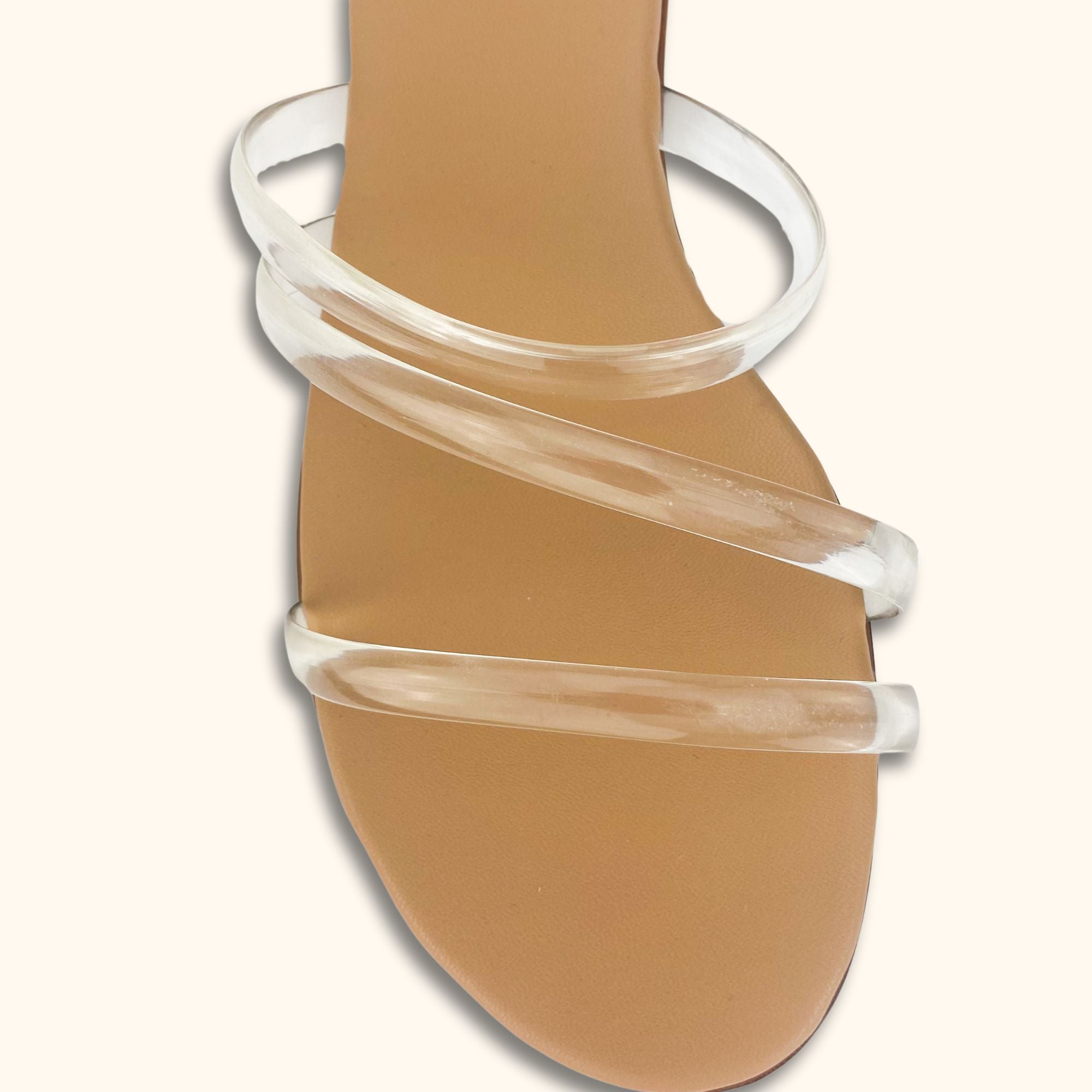 H&M Beige Slides with Transparent Straps - Size 5 - - Flats