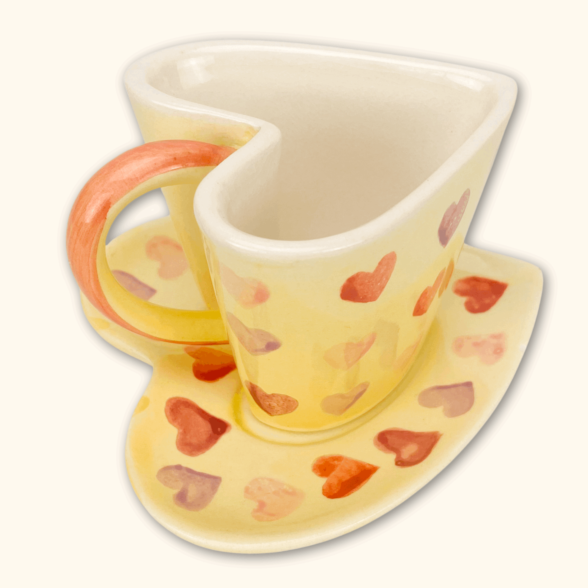 Heart Shaped Cup and Saucer - - Kitchenware