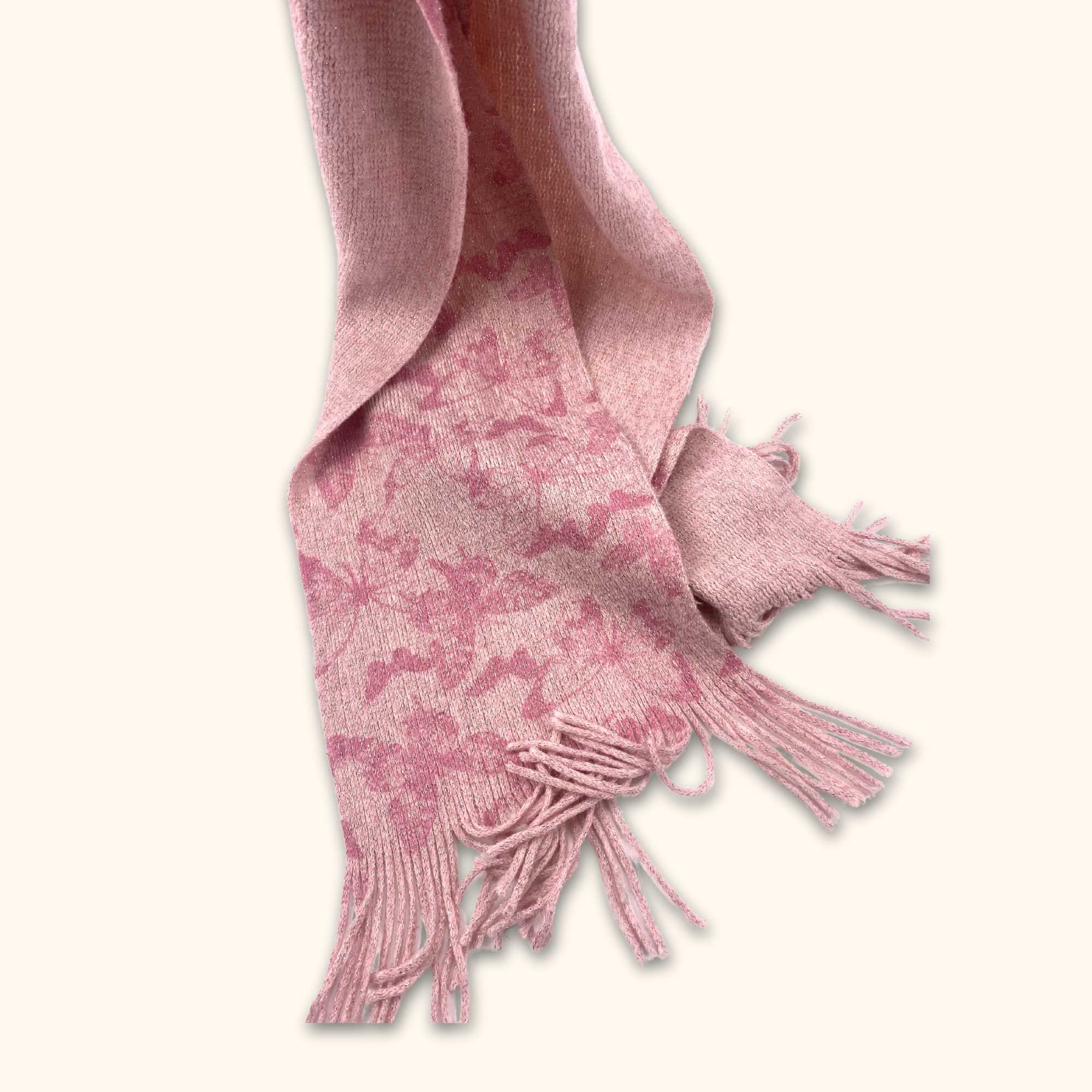 Butterfly Sparkle Fringe Scarf Light Pink - - Scarves