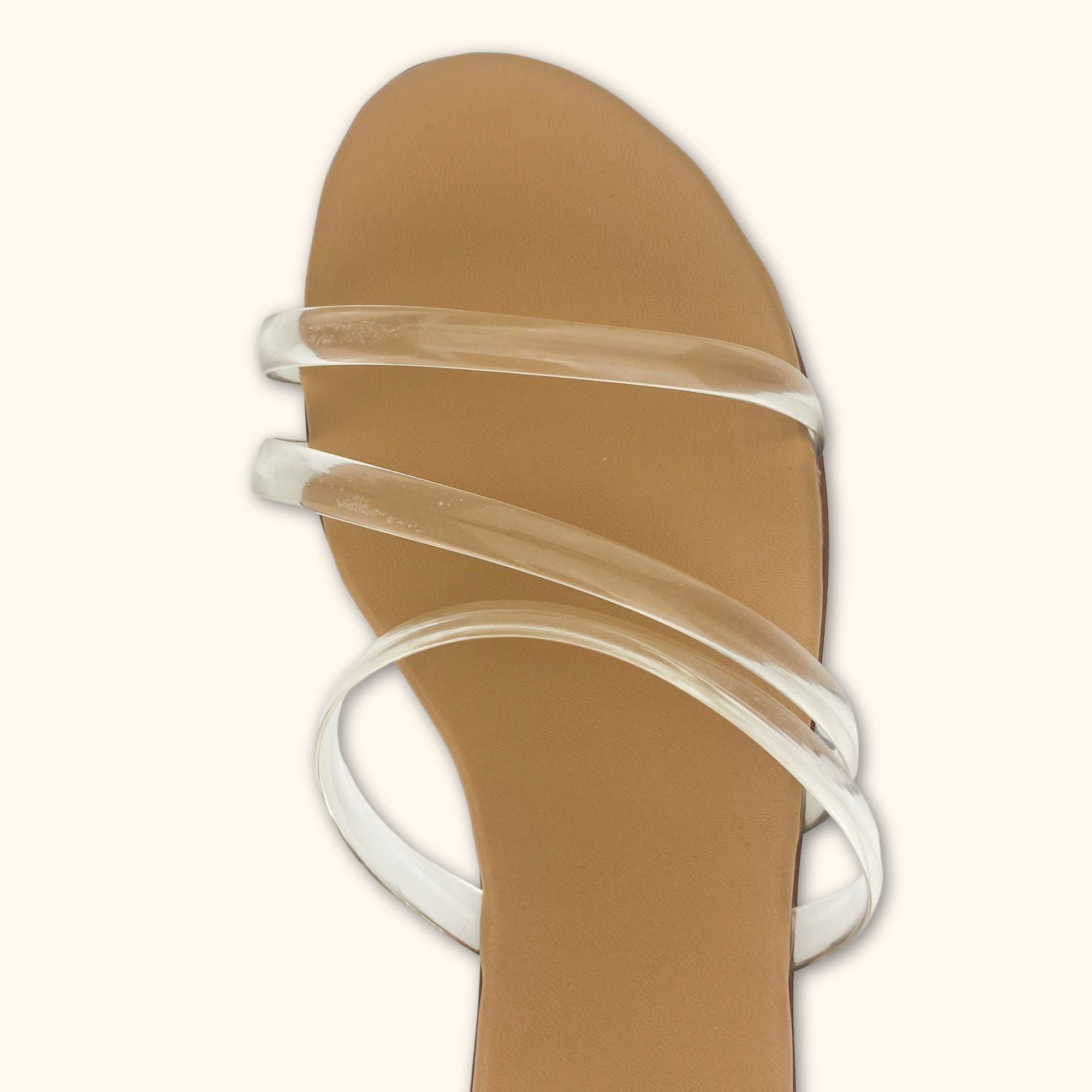 H&M Beige Slides with Transparent Straps - Size 5 - - Flats