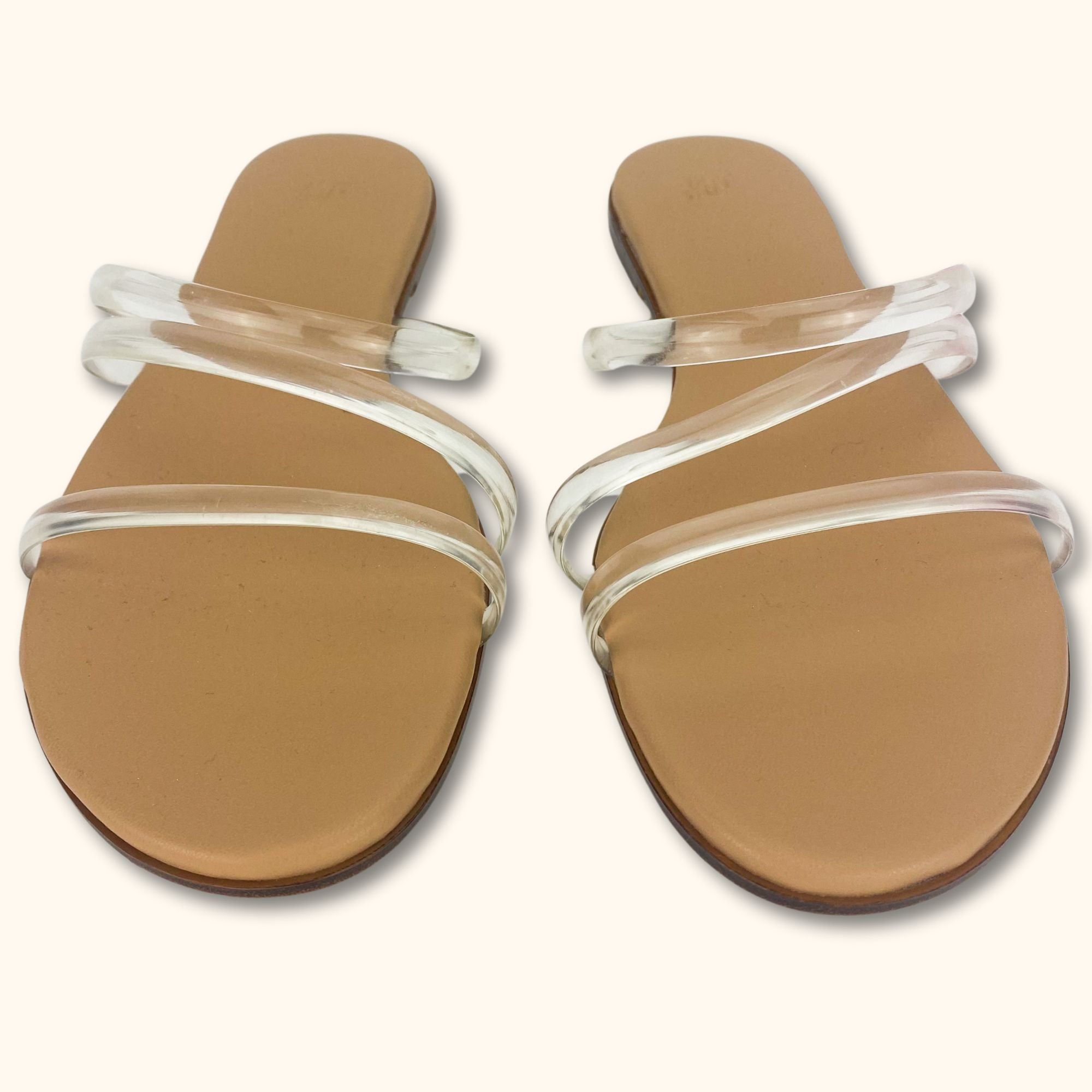 H&M Beige Slides with Transparent Straps - Size 5 - - Flats