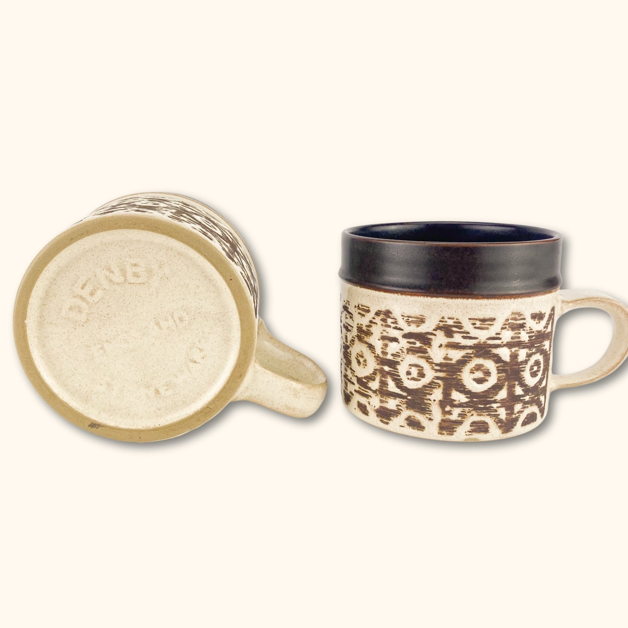 Denby Pottery Brown and Cream Mugs - Set of 2 -  - Kitchenware