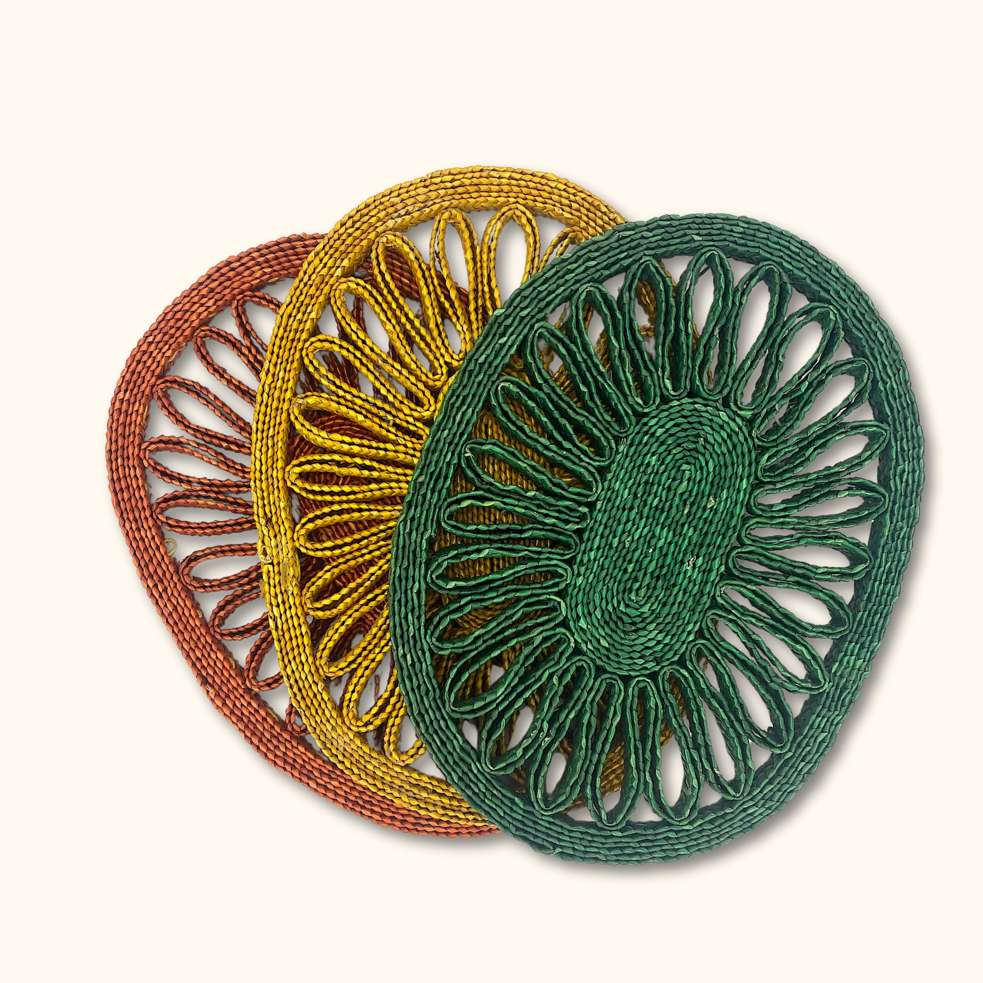Vintage Rattan Wicker Trivets - Set of 3 - - Kitchenware