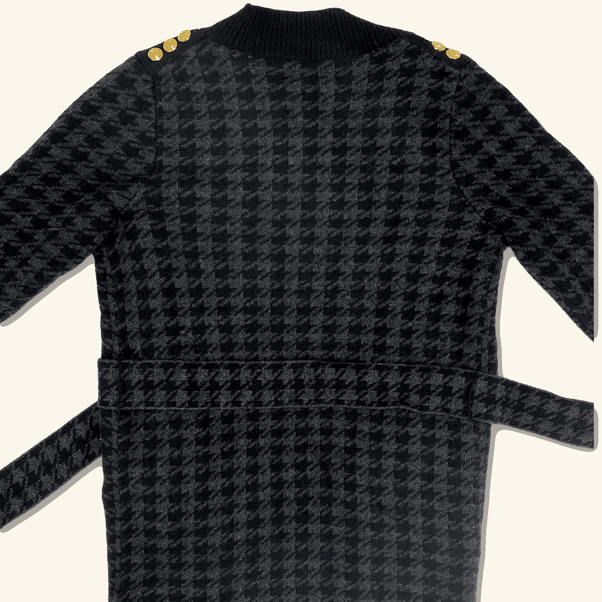 Holland Cooper Houndstooth Grey Cardigan with Belt - Size Medium - - Cardigans