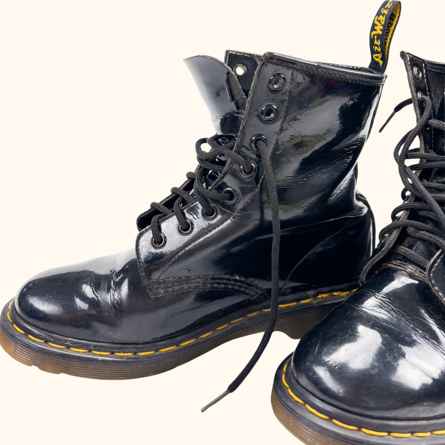 Dr Martens Black Patent Leather Boots - Size 5 - - Shoes & Boots
