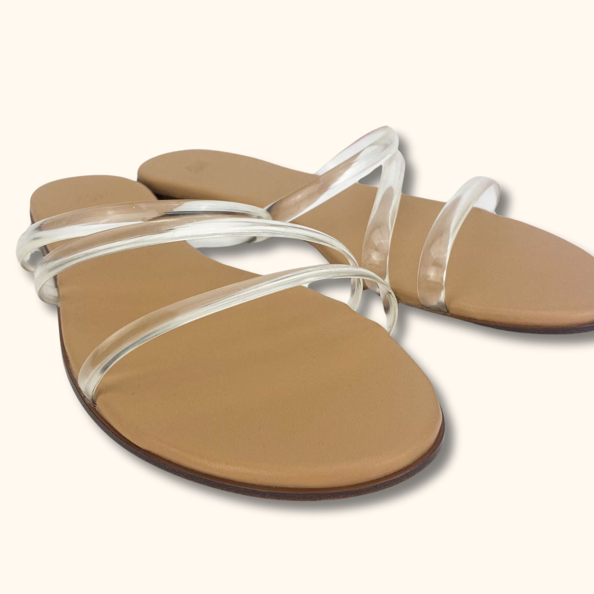 H&M Beige Slides with Transparent Straps - Size 5 - - Flats