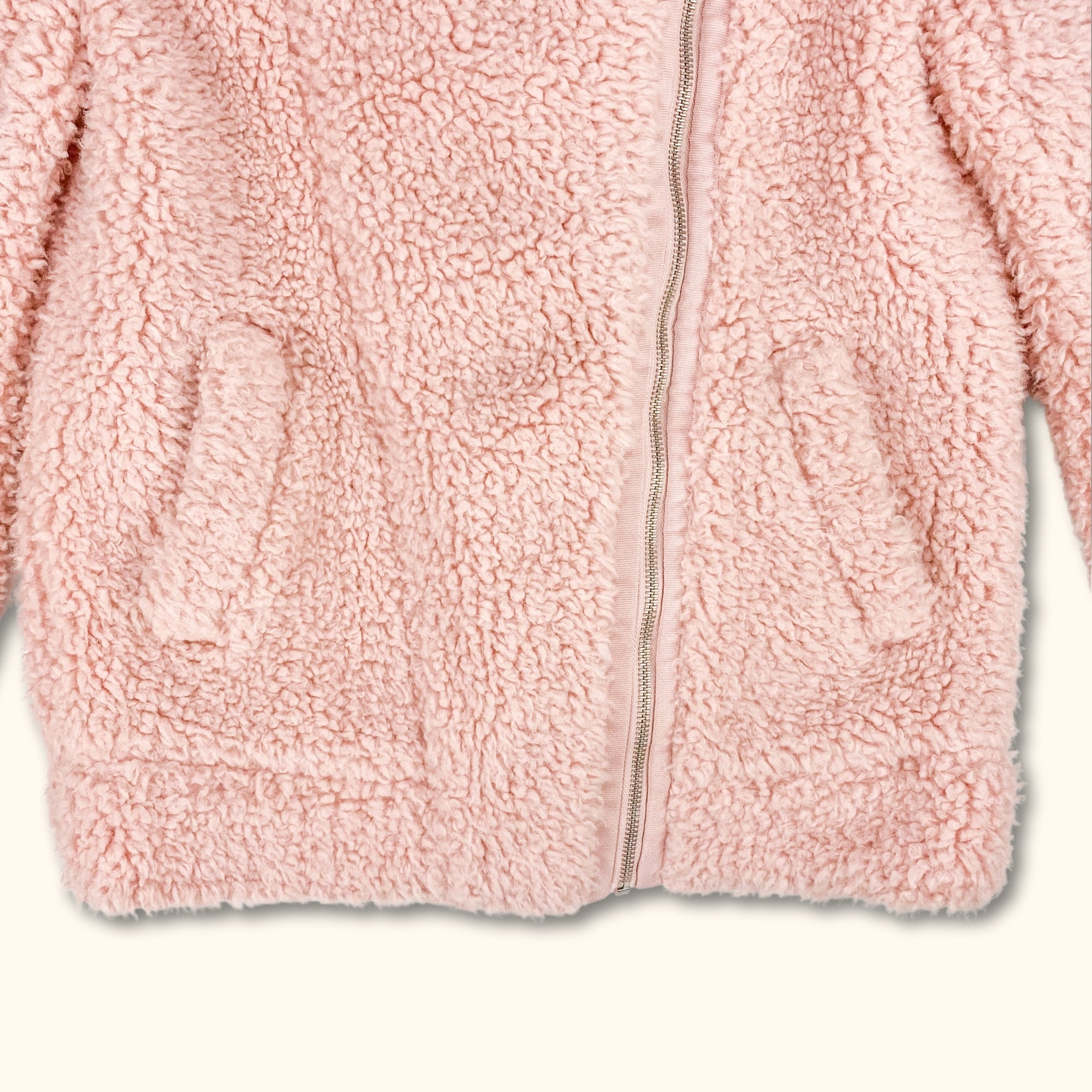 M&S Light Pink Zip Up Borg Jacket - Size 6 -  - Coats & jackets