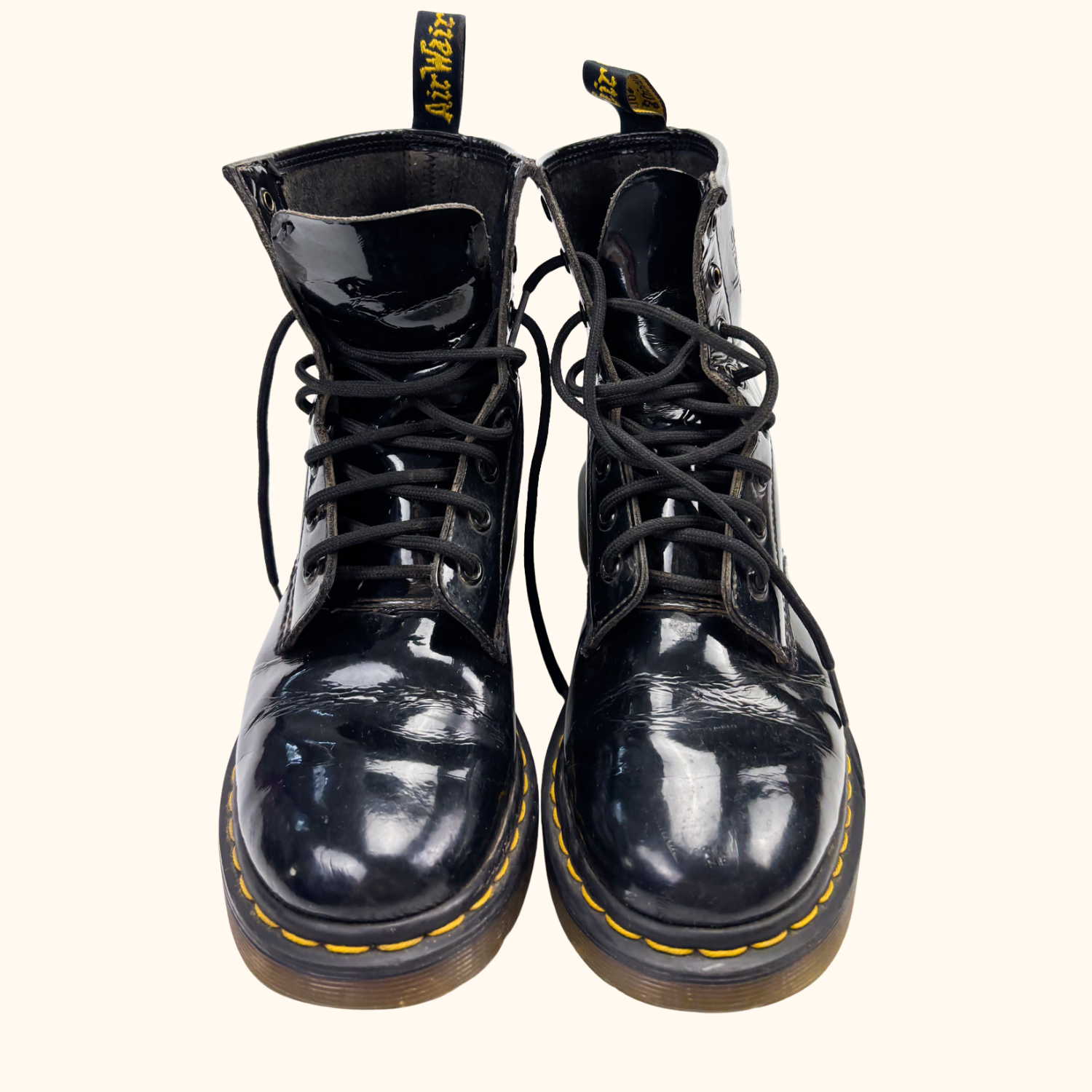 Dr Martens Black Patent Leather Boots - Size 5 - - Shoes & Boots