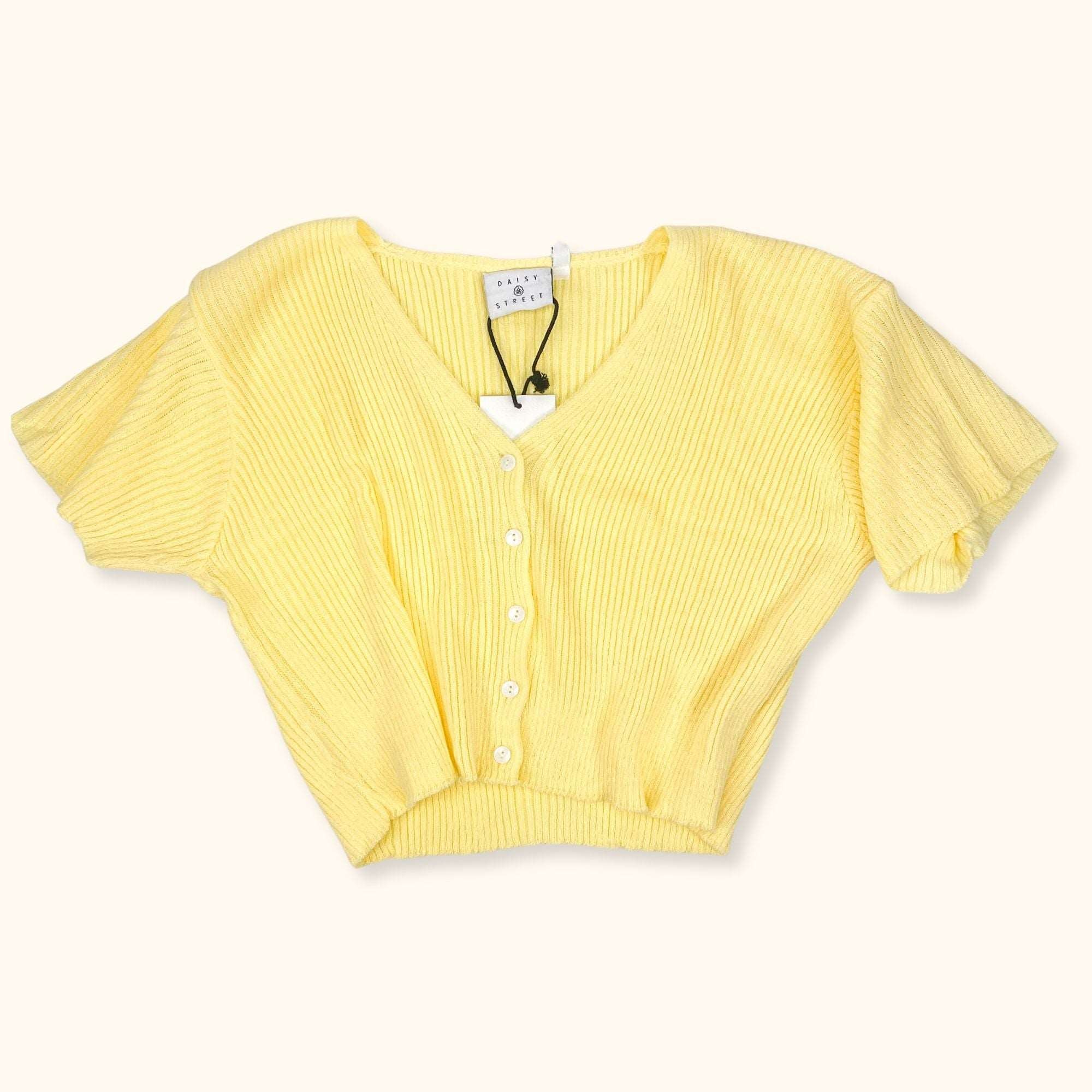 Daisy Street Yellow Cropped Cardigan - Size 24 -  - Knitwear