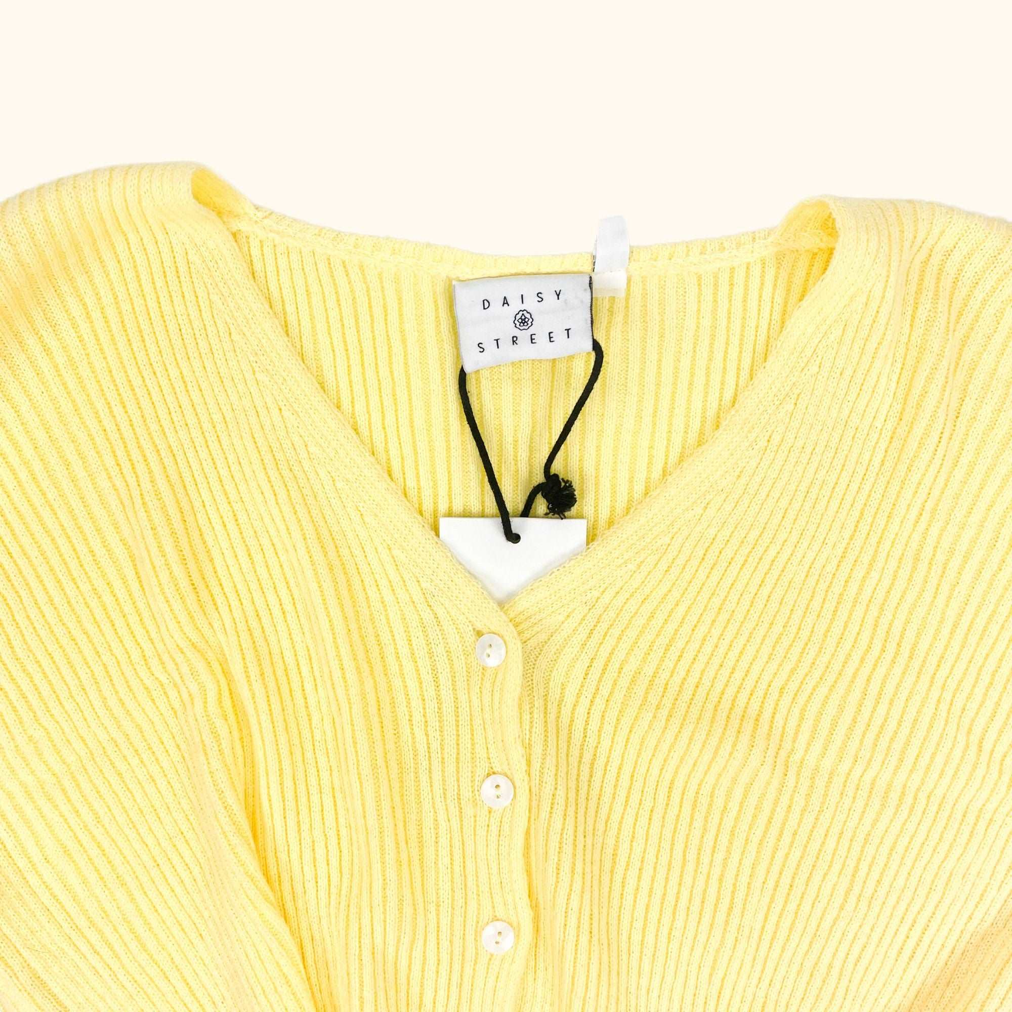 Daisy Street Yellow Cropped Cardigan - Size 24 -  - Knitwear