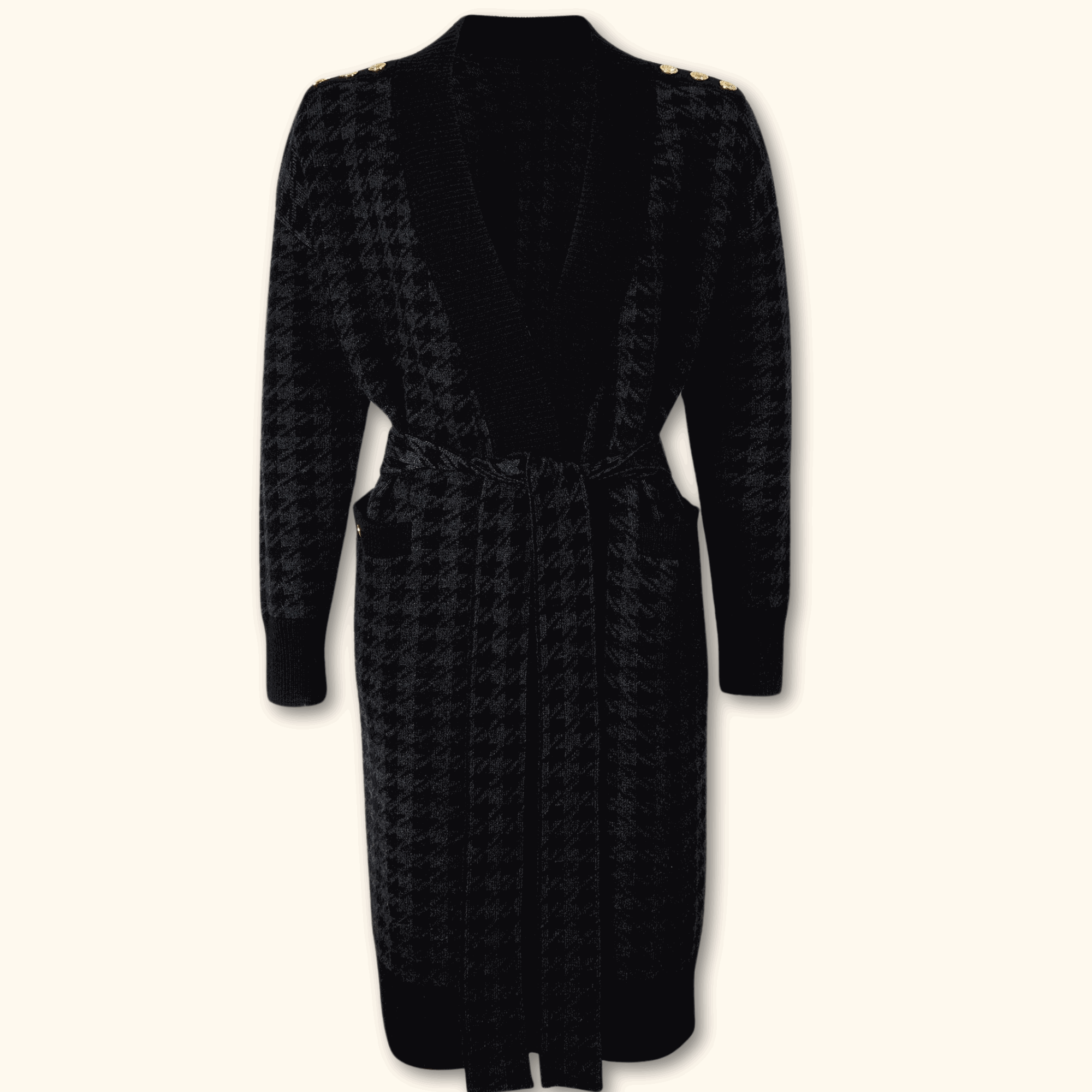 Holland Cooper Houndstooth Grey Cardigan with Belt - Size Medium - - Cardigans