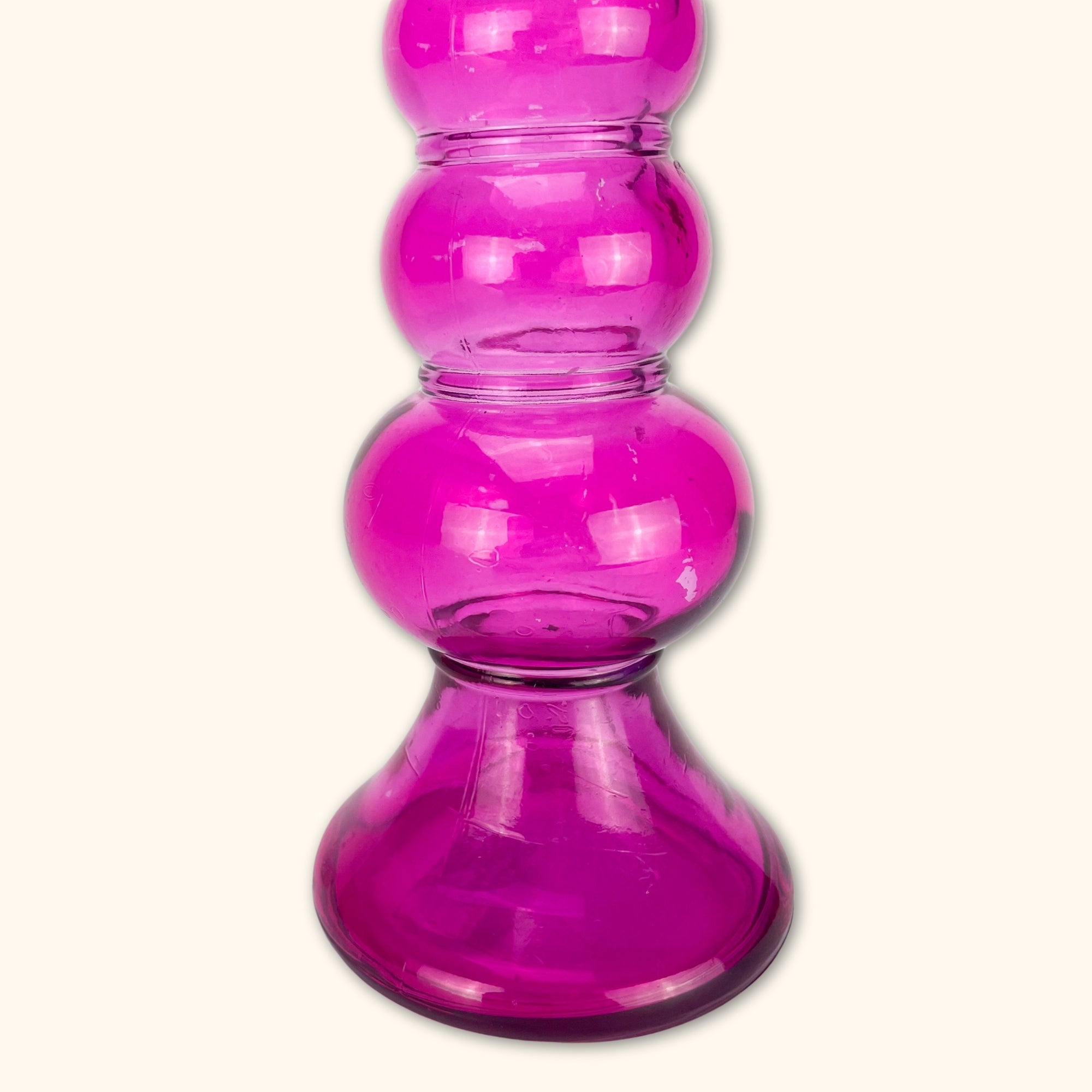 Pink Glass Bubble Candlestick Holder -  - Candle holders