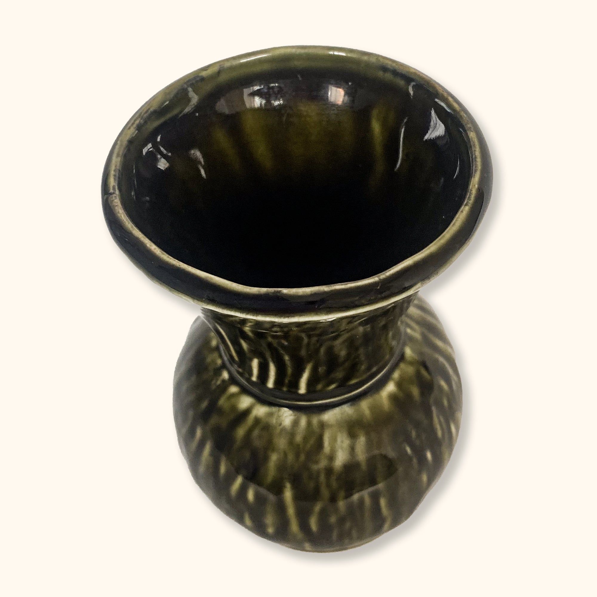 Small Dark Green Round Vase - - Vases