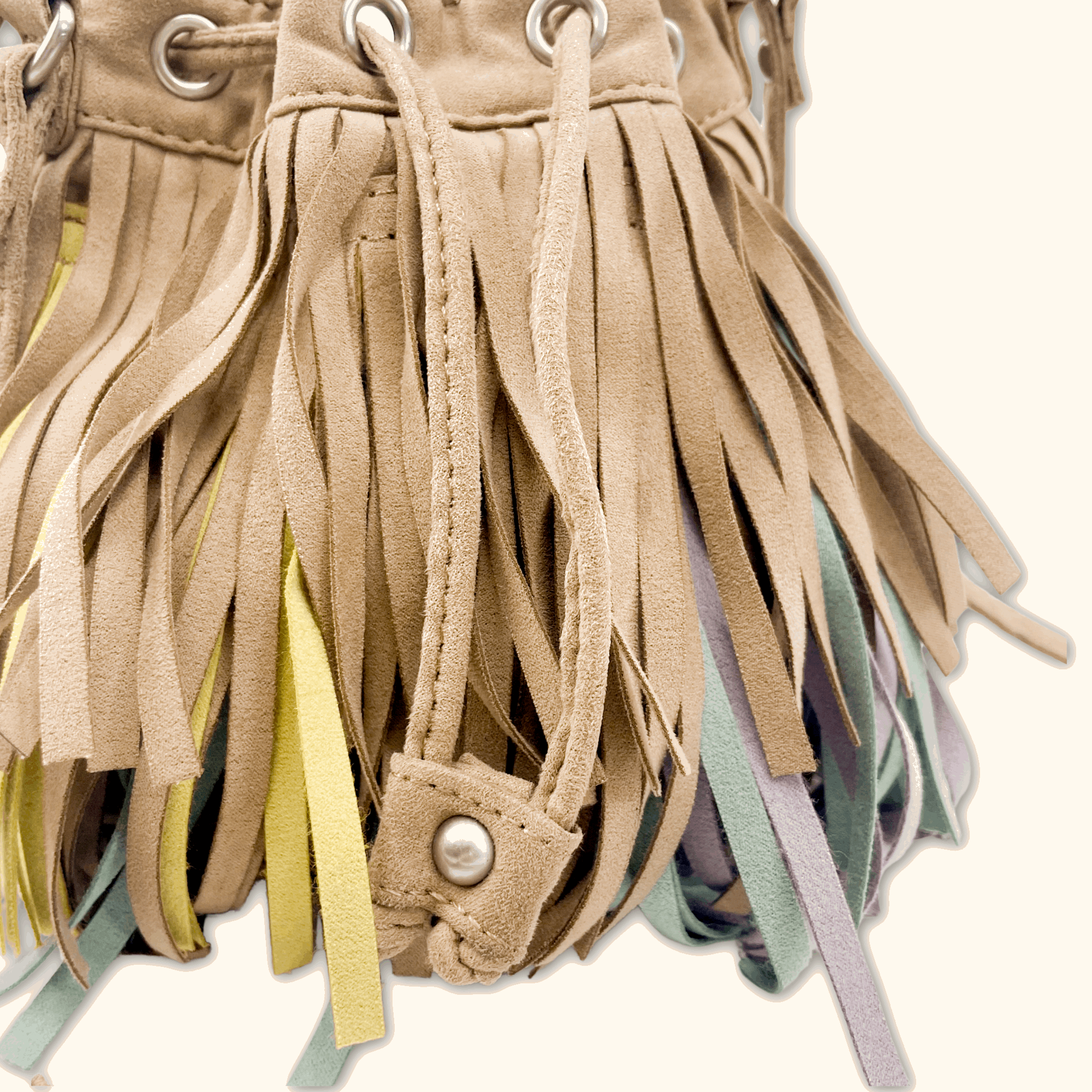 Zara Colourful Suede Fringe Bucket Bag - - Bags
